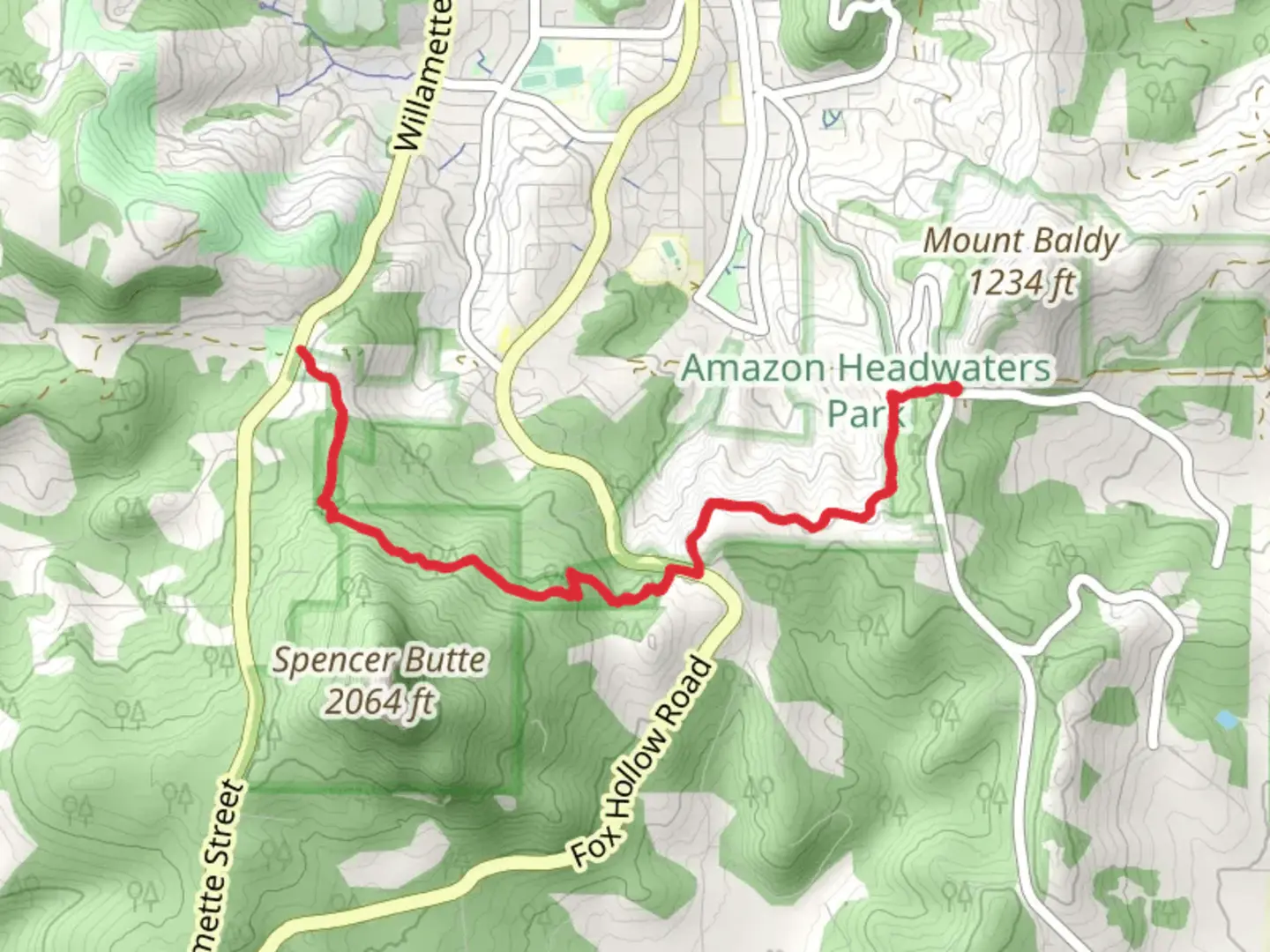 An image depicting the trail Ridgeline Trail from Dillard Road and its surrounding area.
