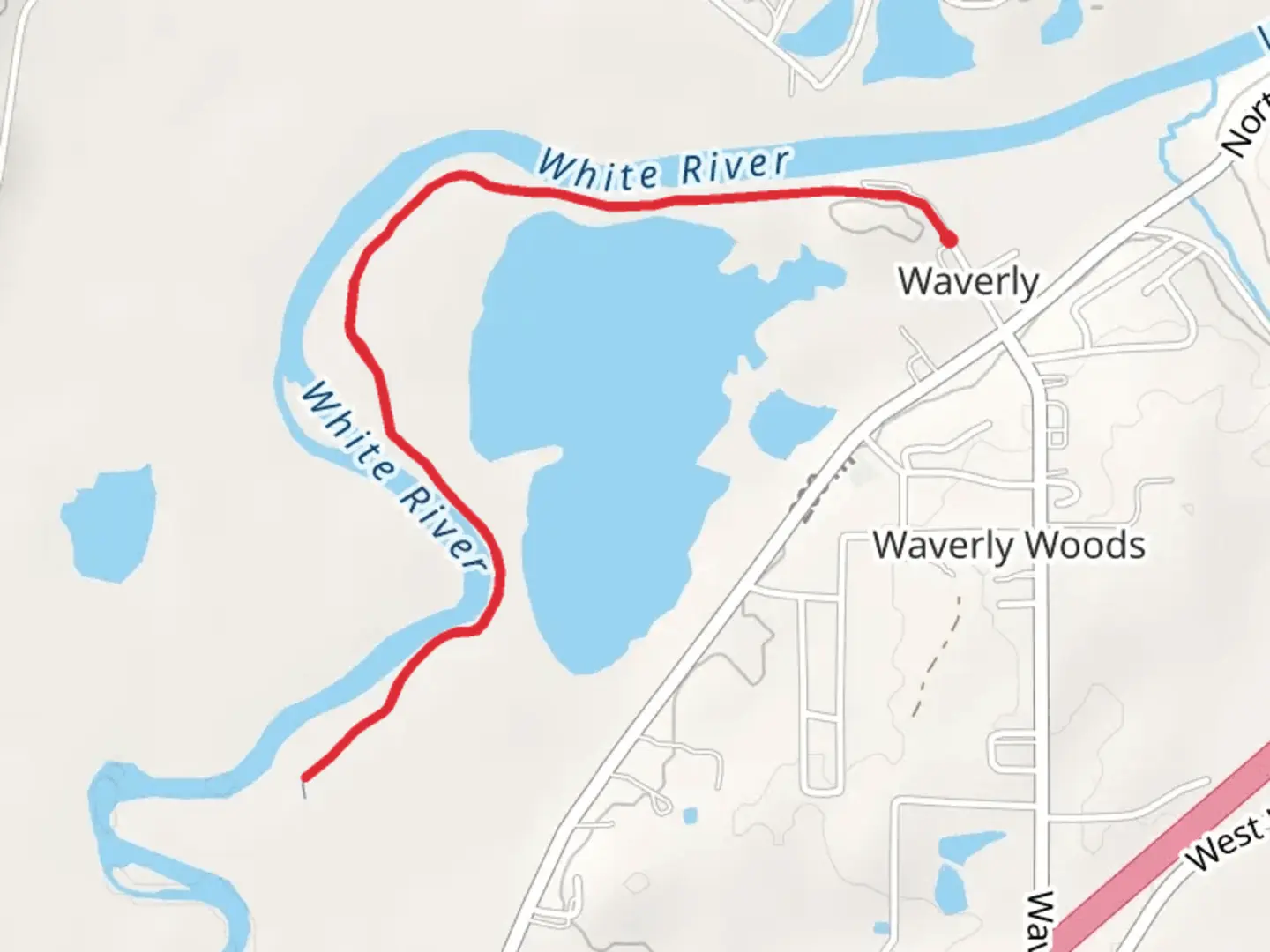 An image depicting the trail White River Greenway Trail - Waverly and its surrounding area.