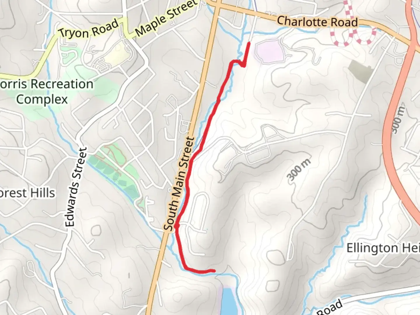 An image depicting the trail Purple Martin Greenway and Cleghorn Creek and its surrounding area.