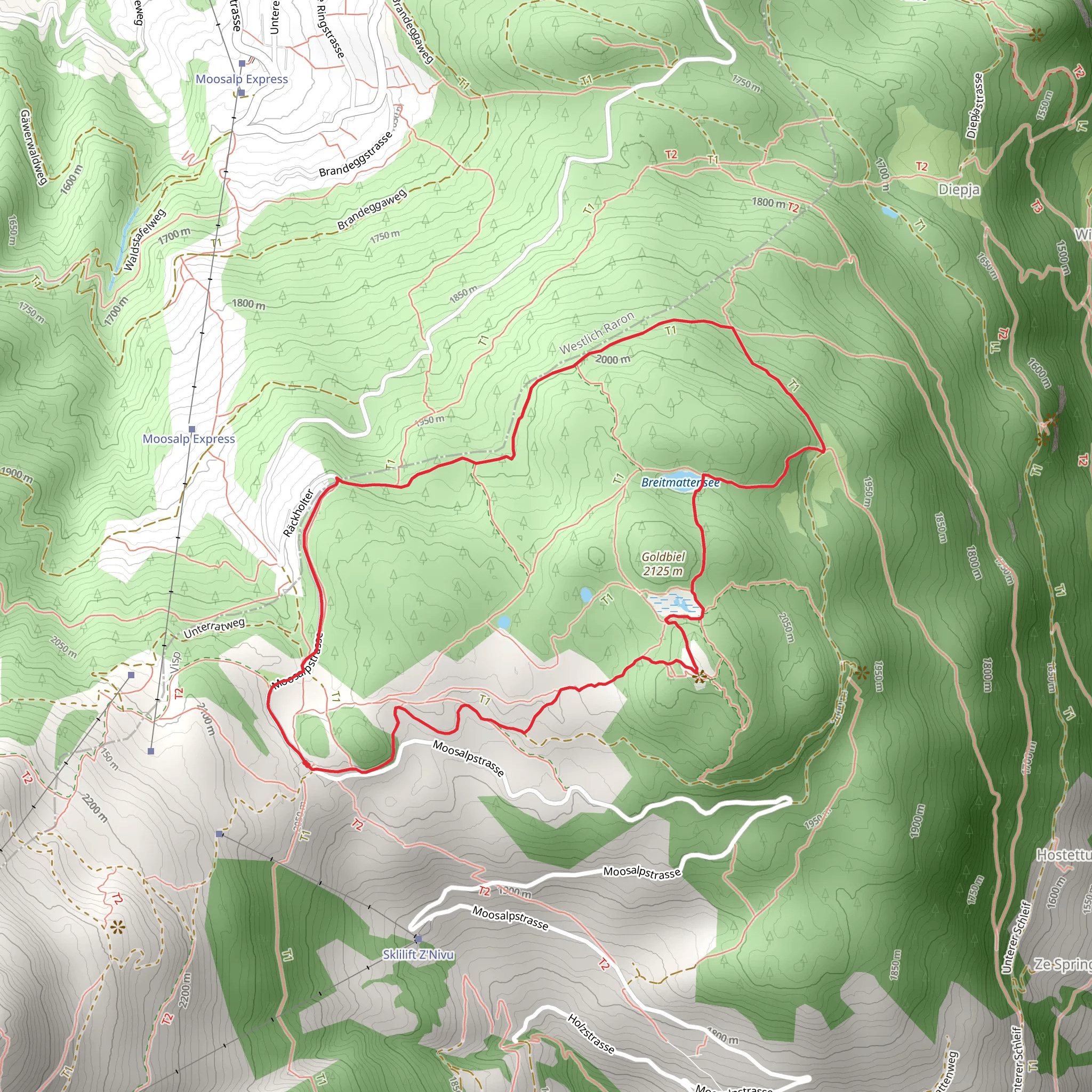 Moosalp Panoramaweg Trail mobile static map