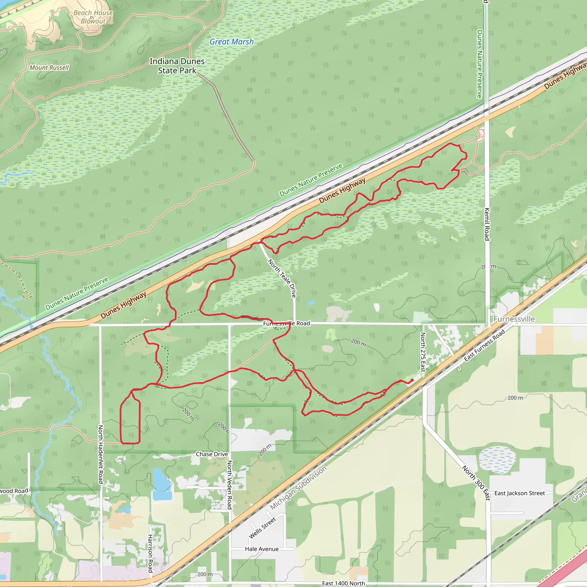 Glenwood Dunes Loop Trail mobile static map