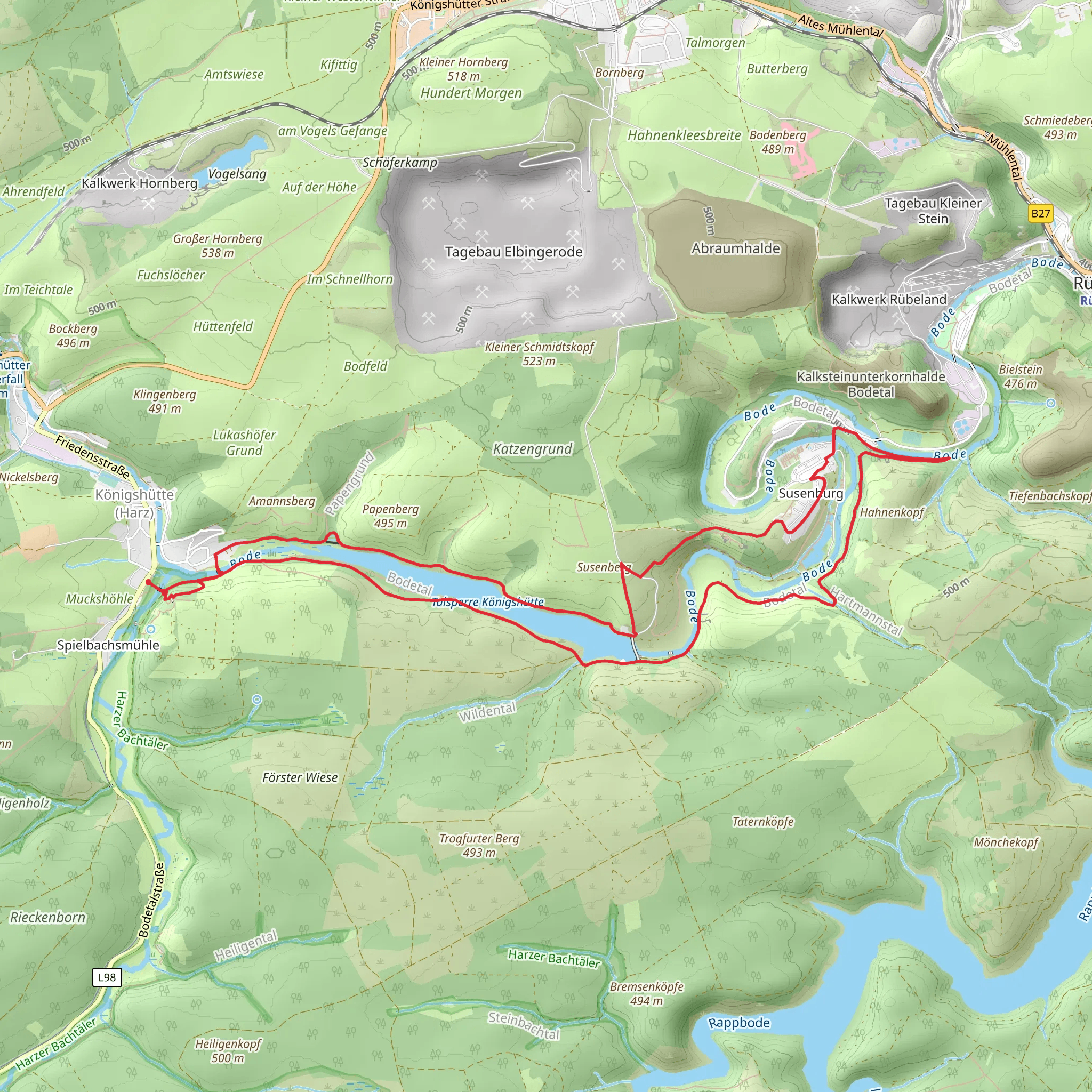 Talsperre Königshütte via Harzer Hexen Stieg mobile static map