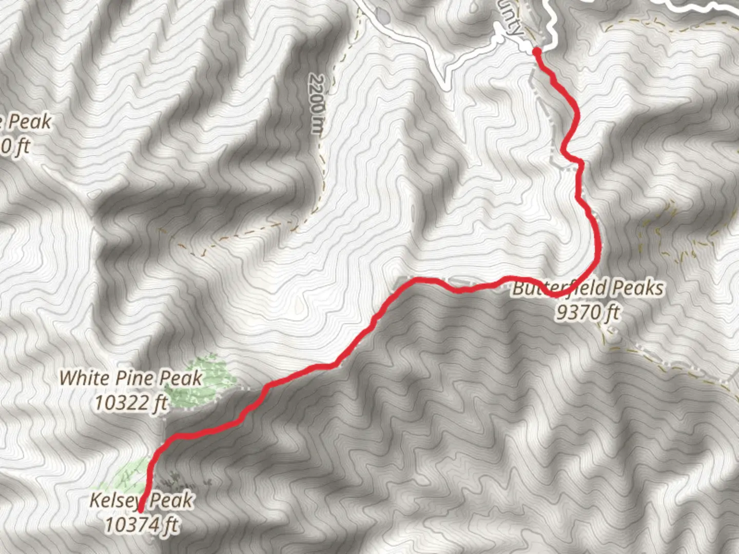An image depicting the trail Kelsey Peak from Butterfield Canyon Road and its surrounding area.