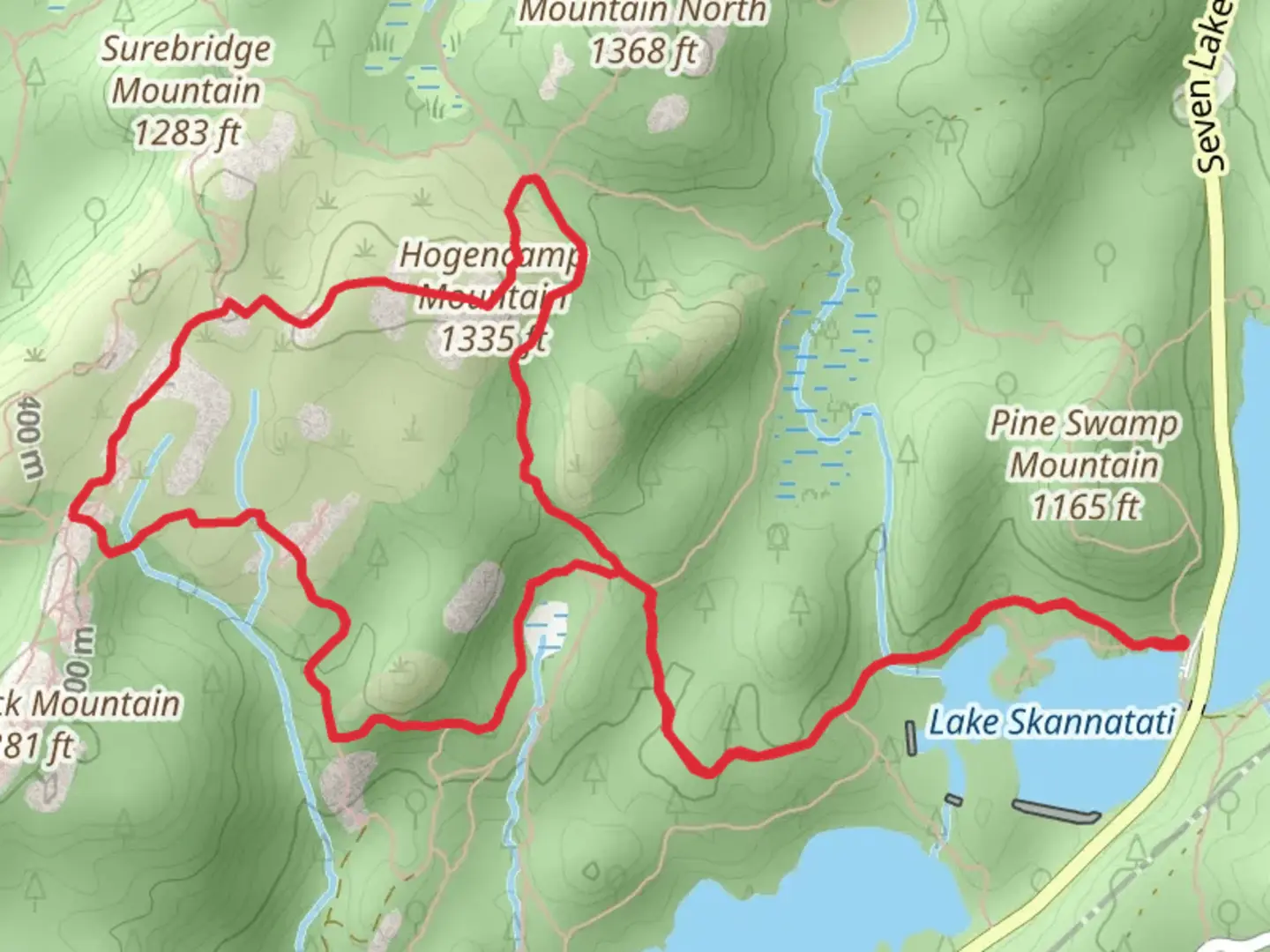 An image depicting the trail Hogencamp Mountain via Dunning Trail and its surrounding area.