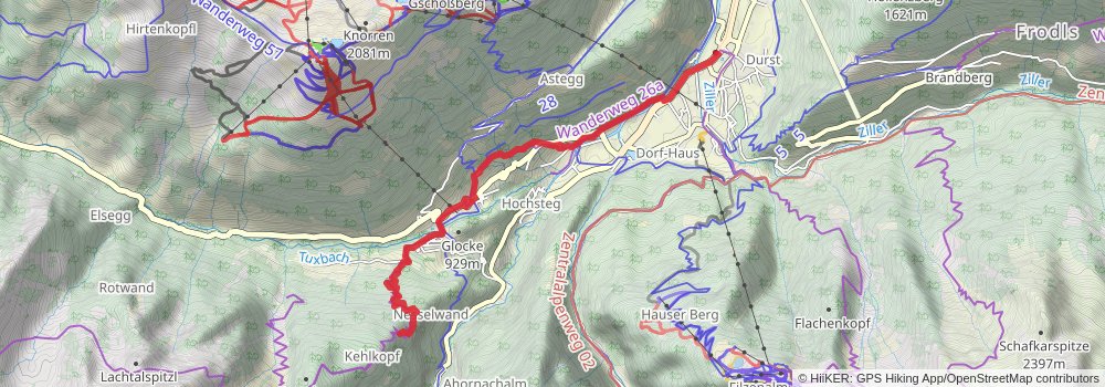 Zillertal Rucksack Route stage 8 Map