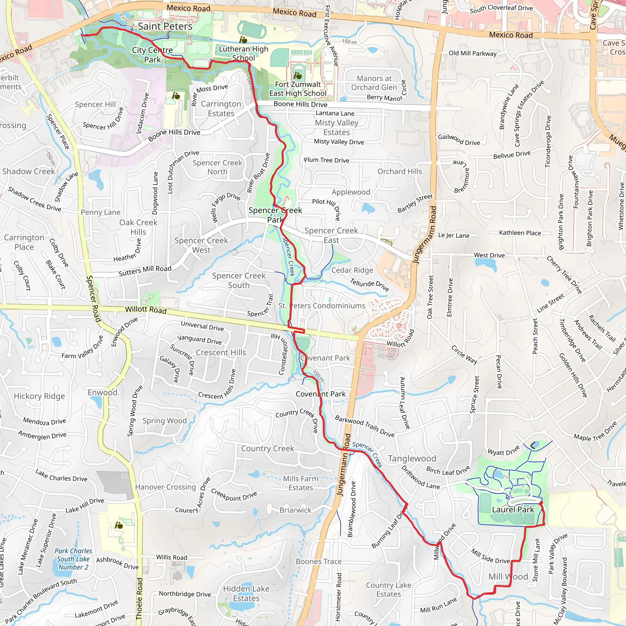 Millwood and City Centre Trail mobile static map