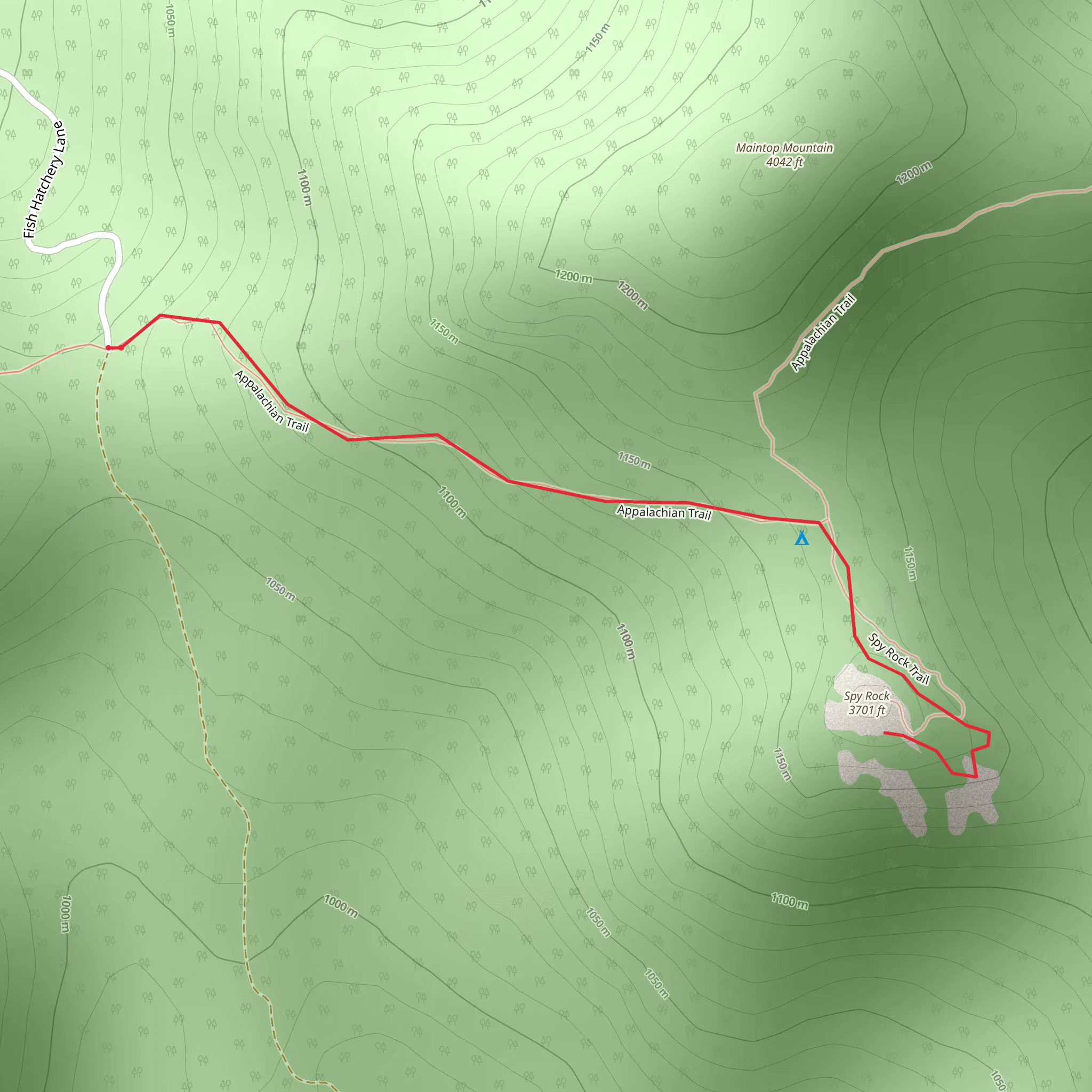 Spy Rock via Appalachian Trail mobile static map