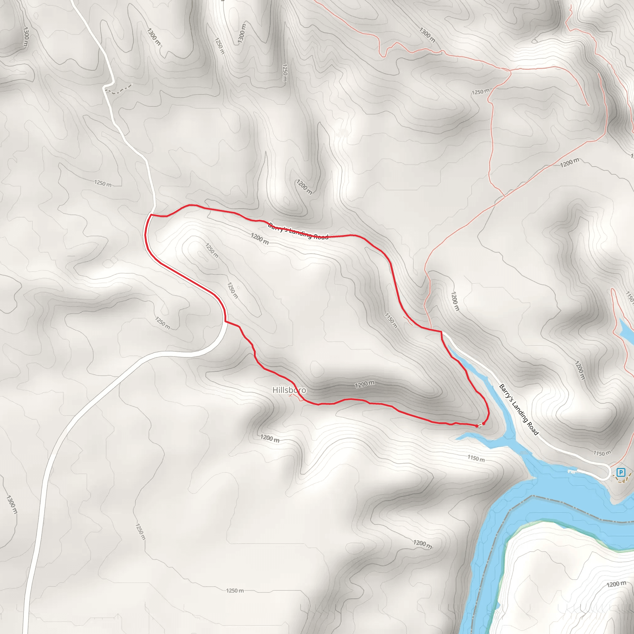 Barry's Landing Road and Hillsboro Loop Trail mobile static map