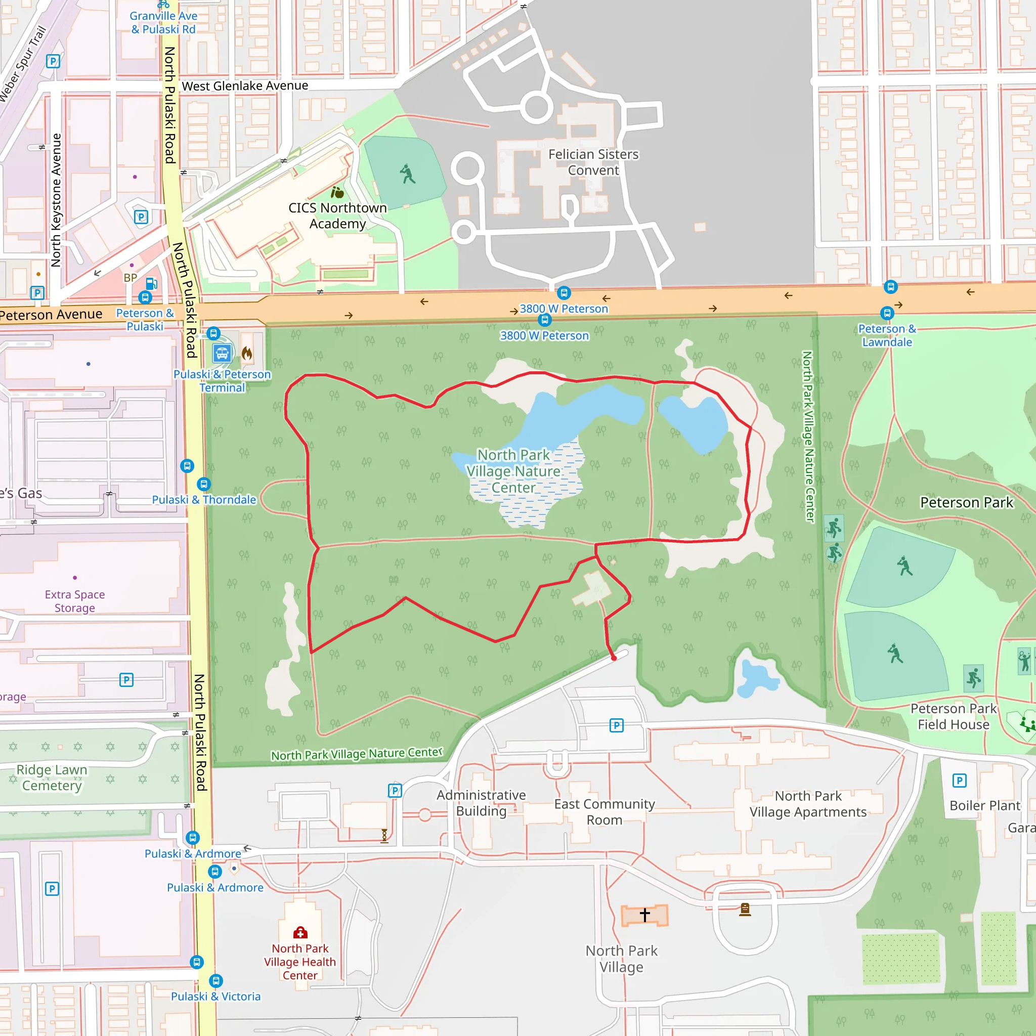 North Park Village Nature Center Loop mobile static map