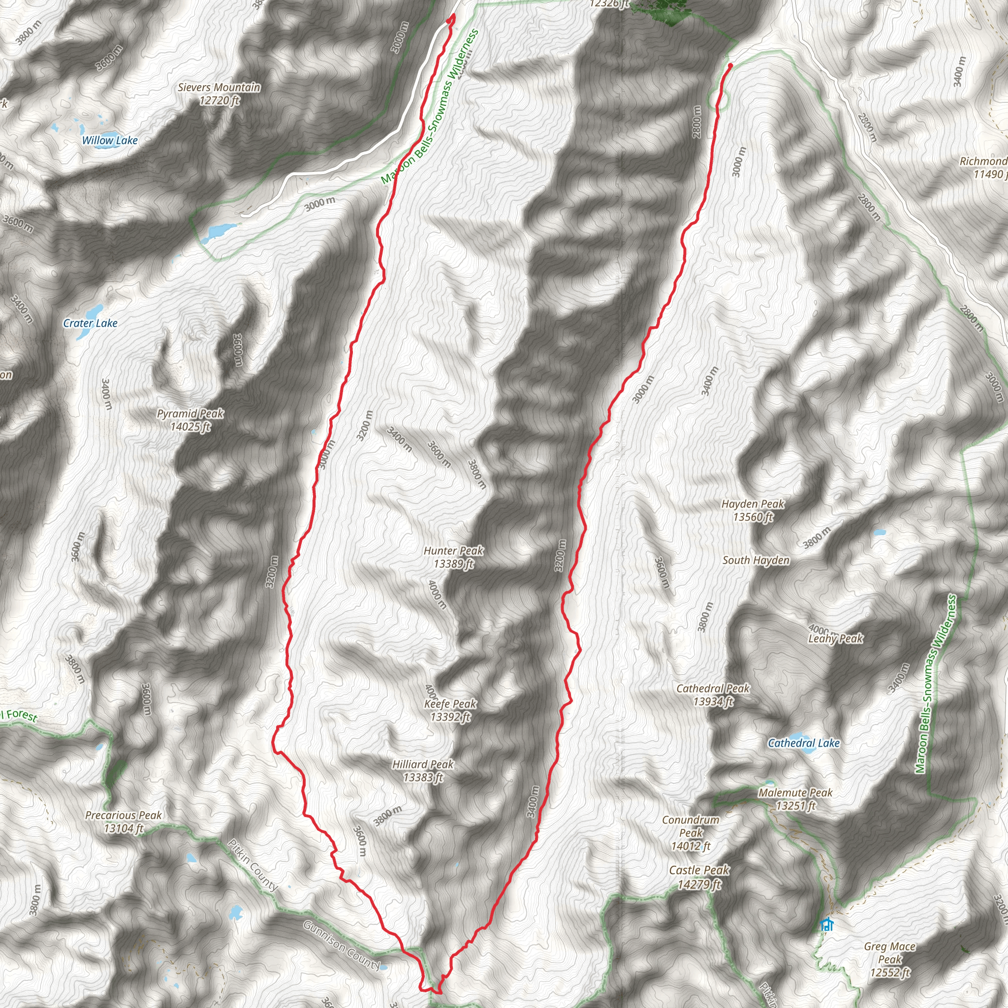 Conundrum Creek and East Maroon Trail mobile static map