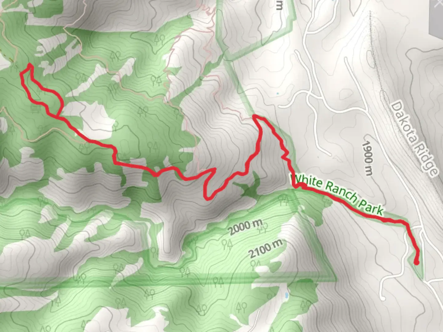 An image depicting the trail Belcher Hill Trail and Round Up Loop and its surrounding area.