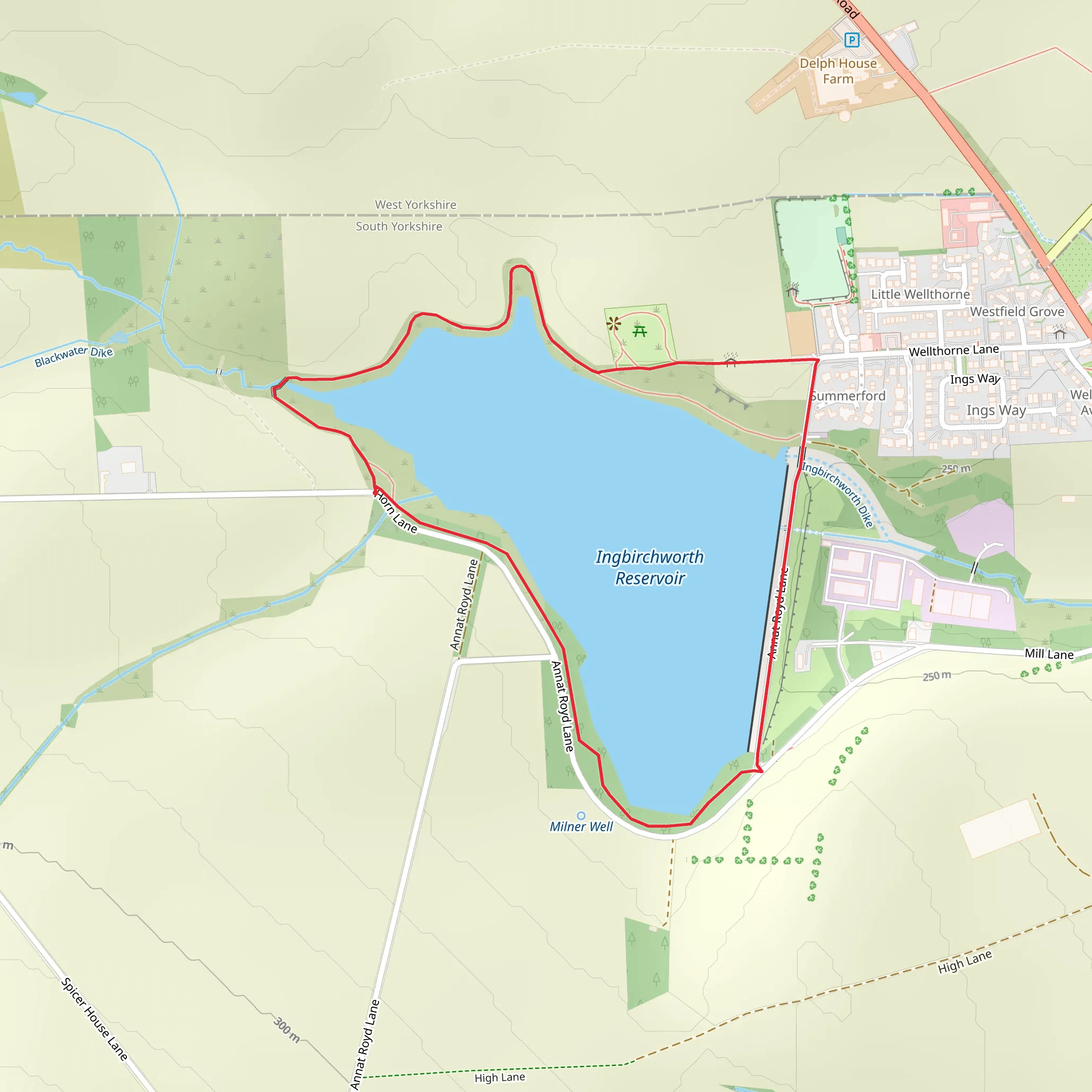 Ingbirchworth Reservoir Loop mobile static map
