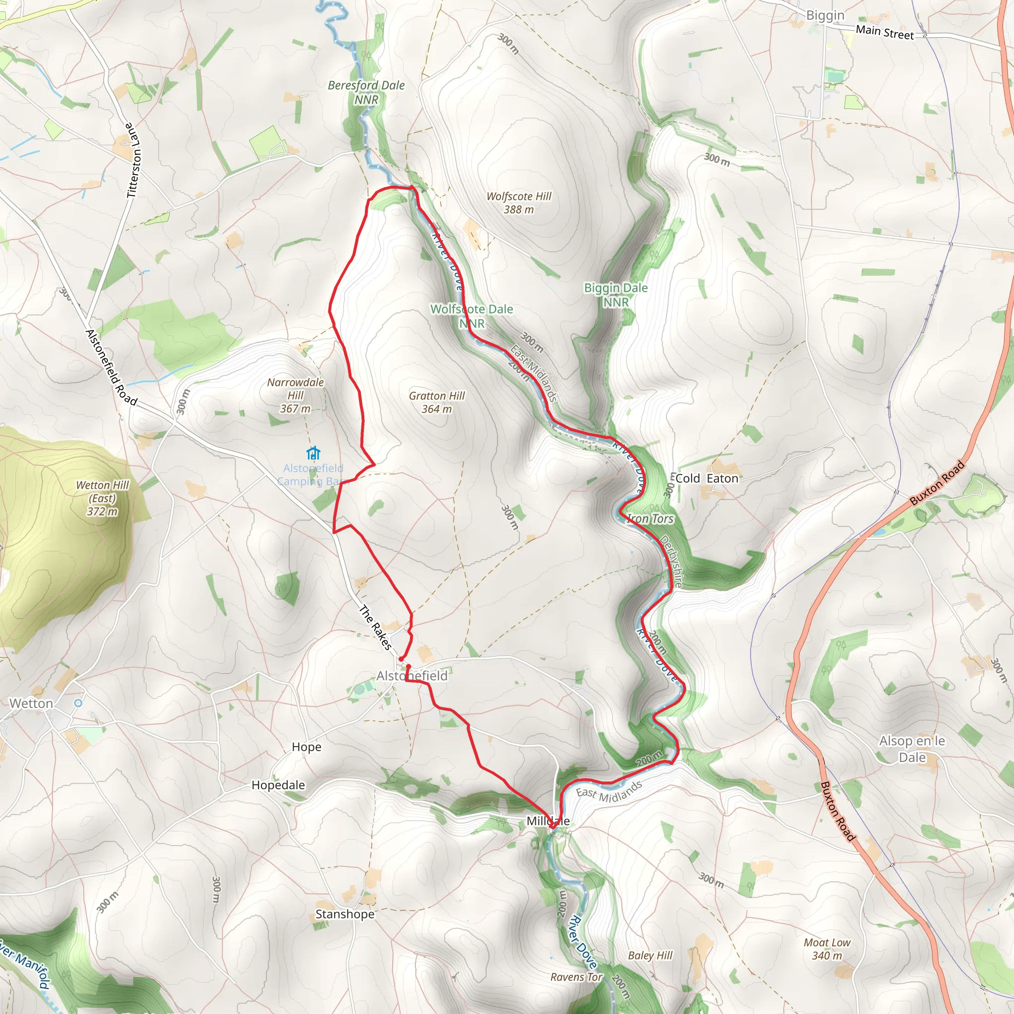 Milldale and Wolfscote Dale from Alstonefield mobile static map