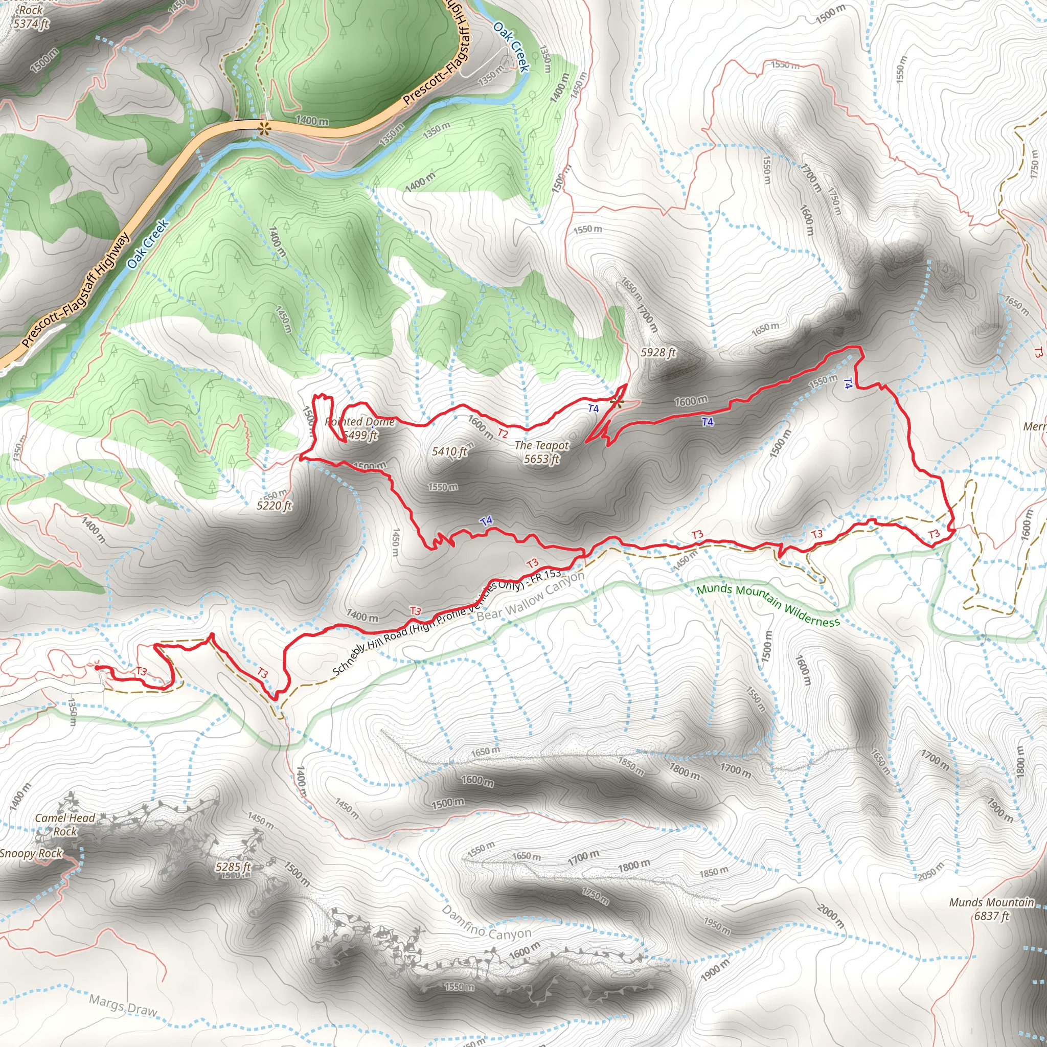 Munds Wagon Trail and Hangover Loop Trail mobile static map