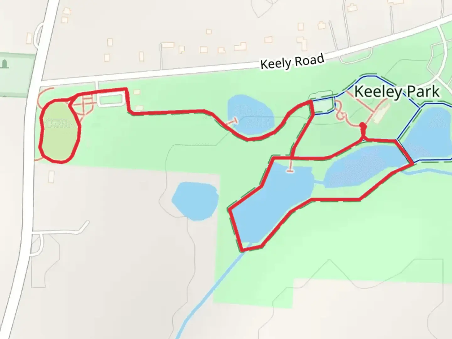 An image depicting the trail Keeley Park Loop and its surrounding area.