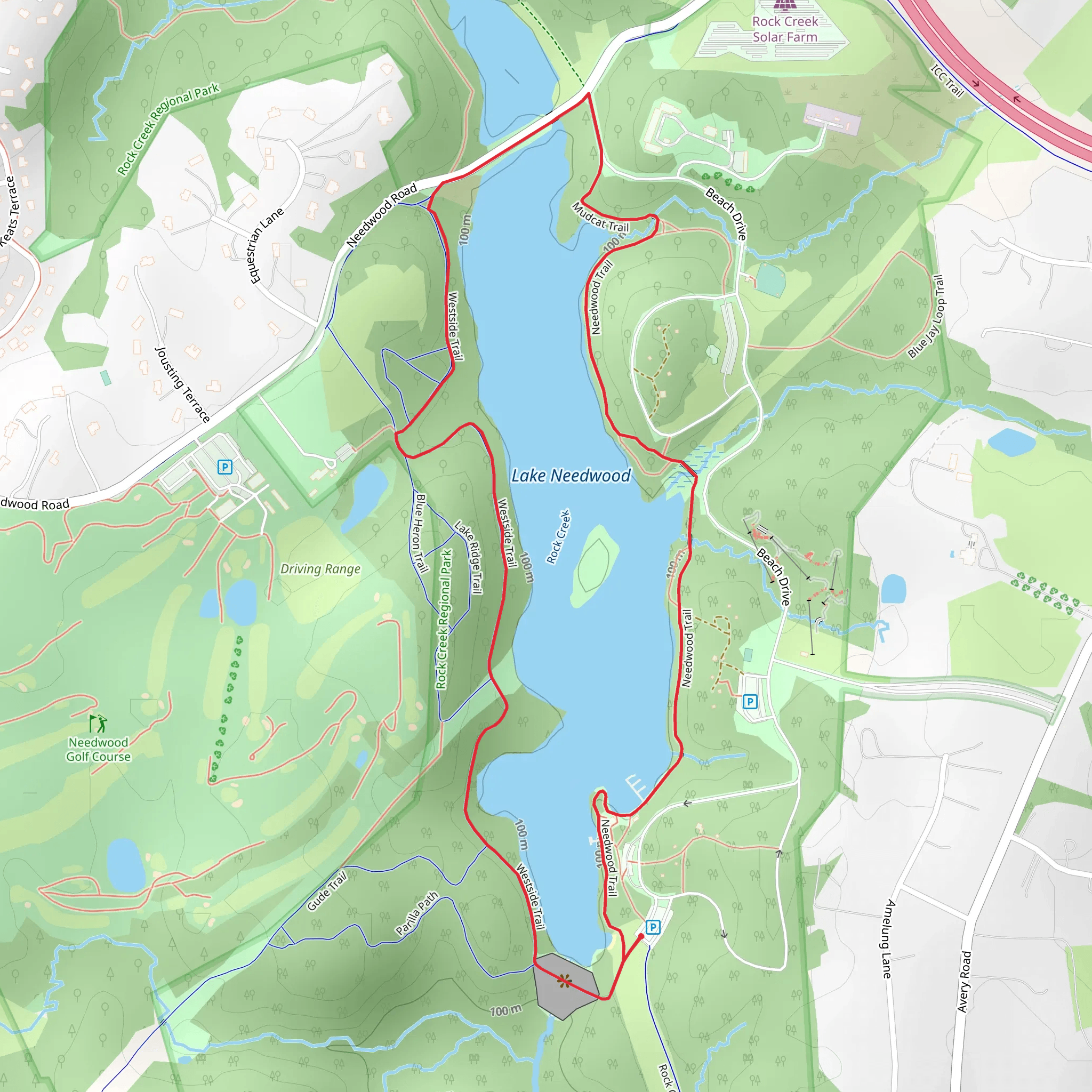 Lake Needwood Loop mobile static map