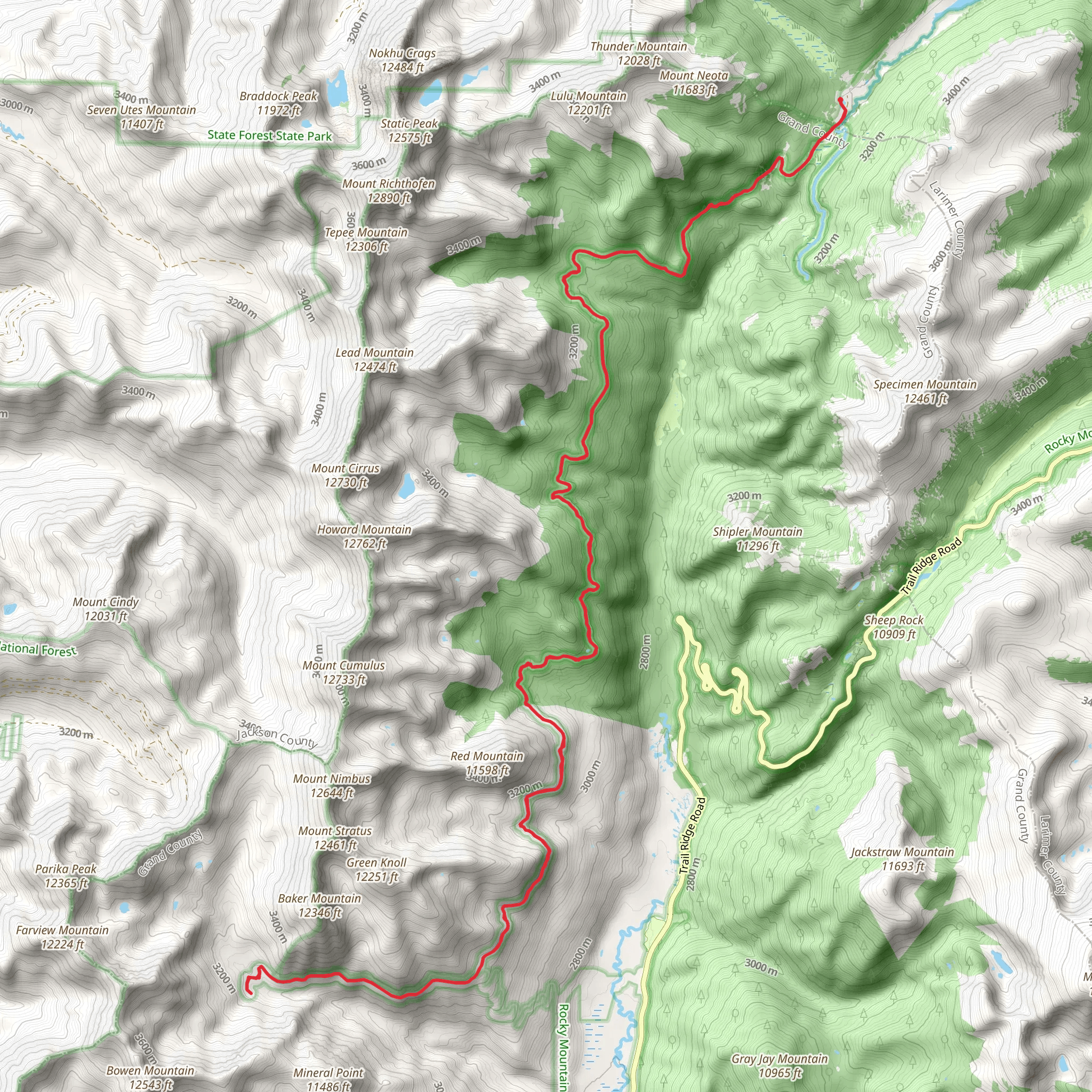 Grand Ditch Trail via La Poudre Pass Trail mobile static map