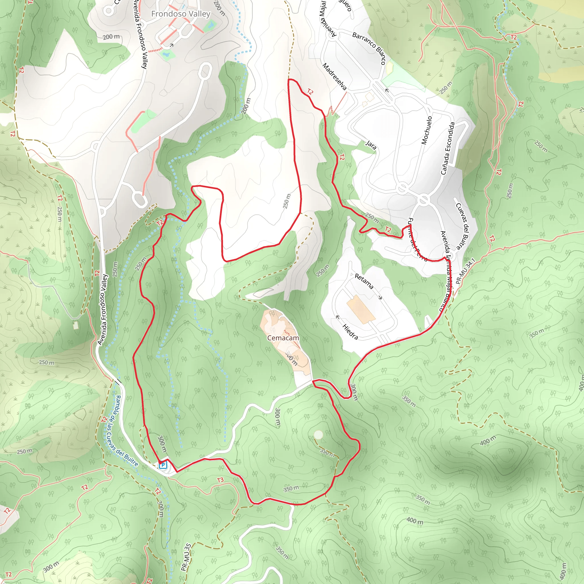 Path of the Barranco de los Cañones - Murcia PR MU 53 mobile static map