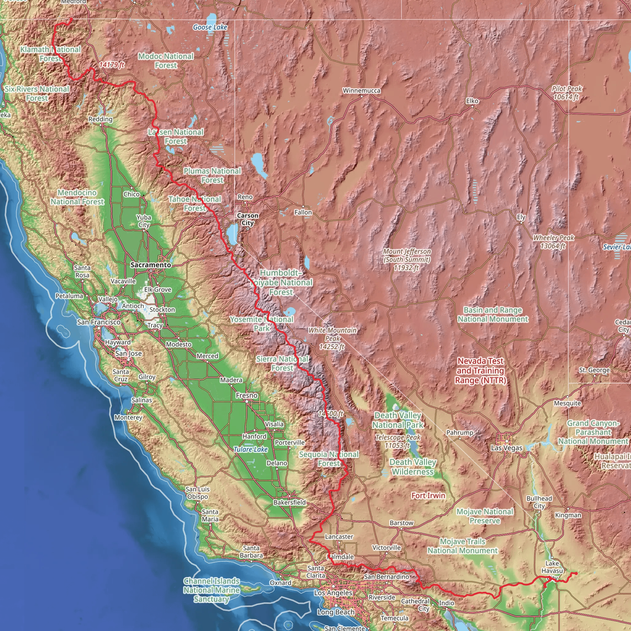 American Perimeter Trail - California Primary mobile static map