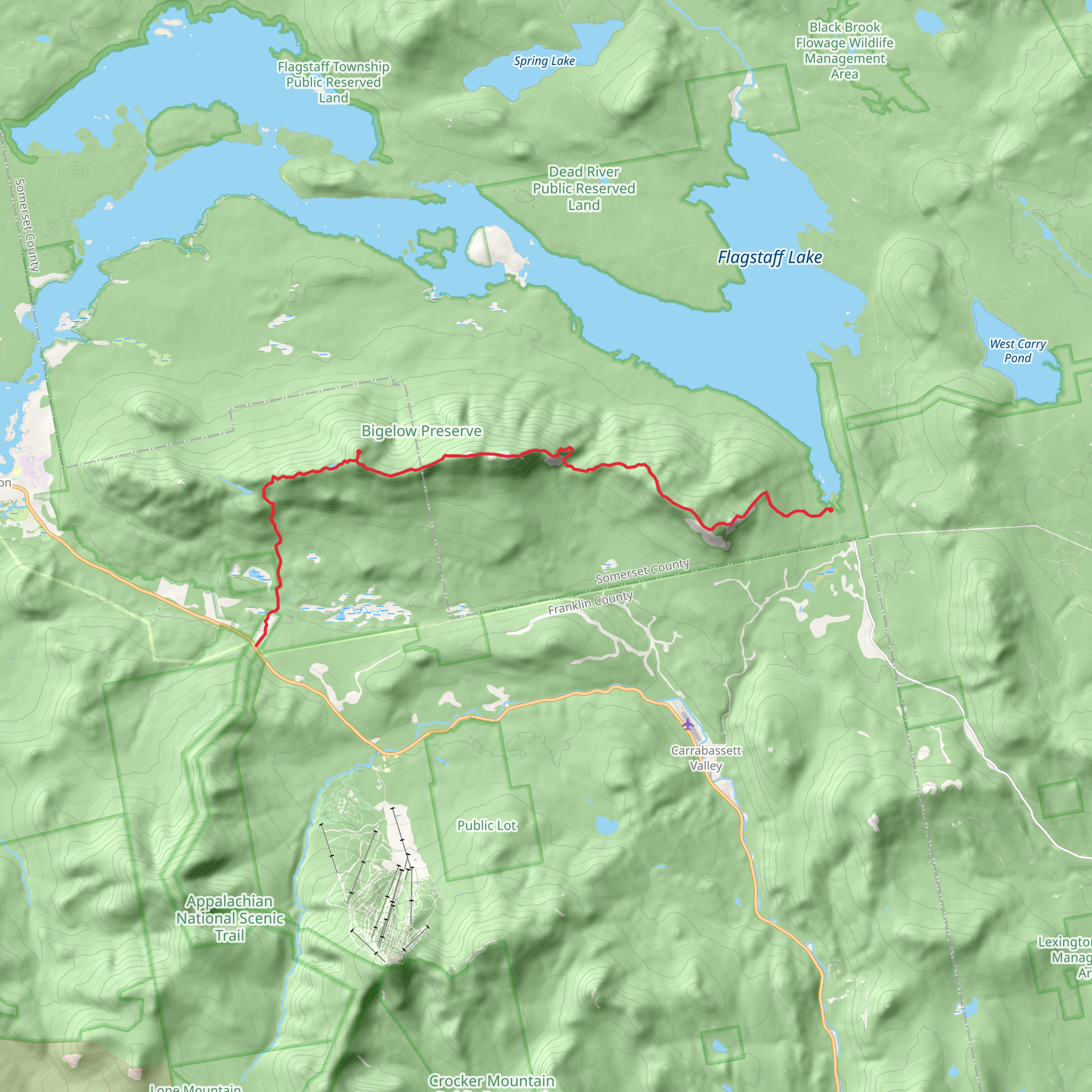 Appalachian Trail Section Hike - Bigelow Preserve Trail mobile static map