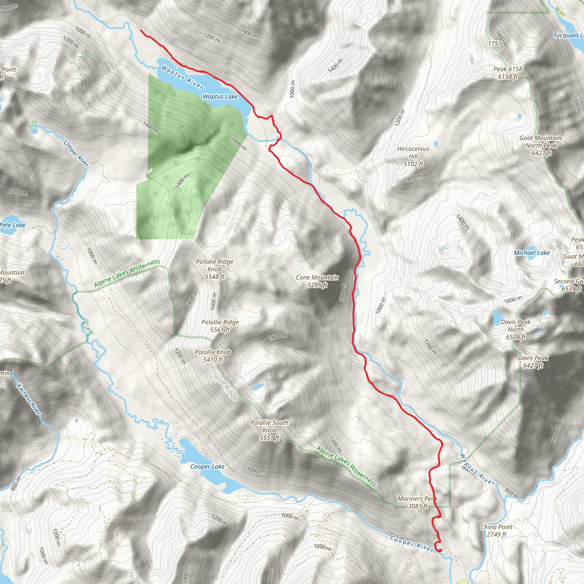 Waptus River Trail to Waptus Lake mobile static map