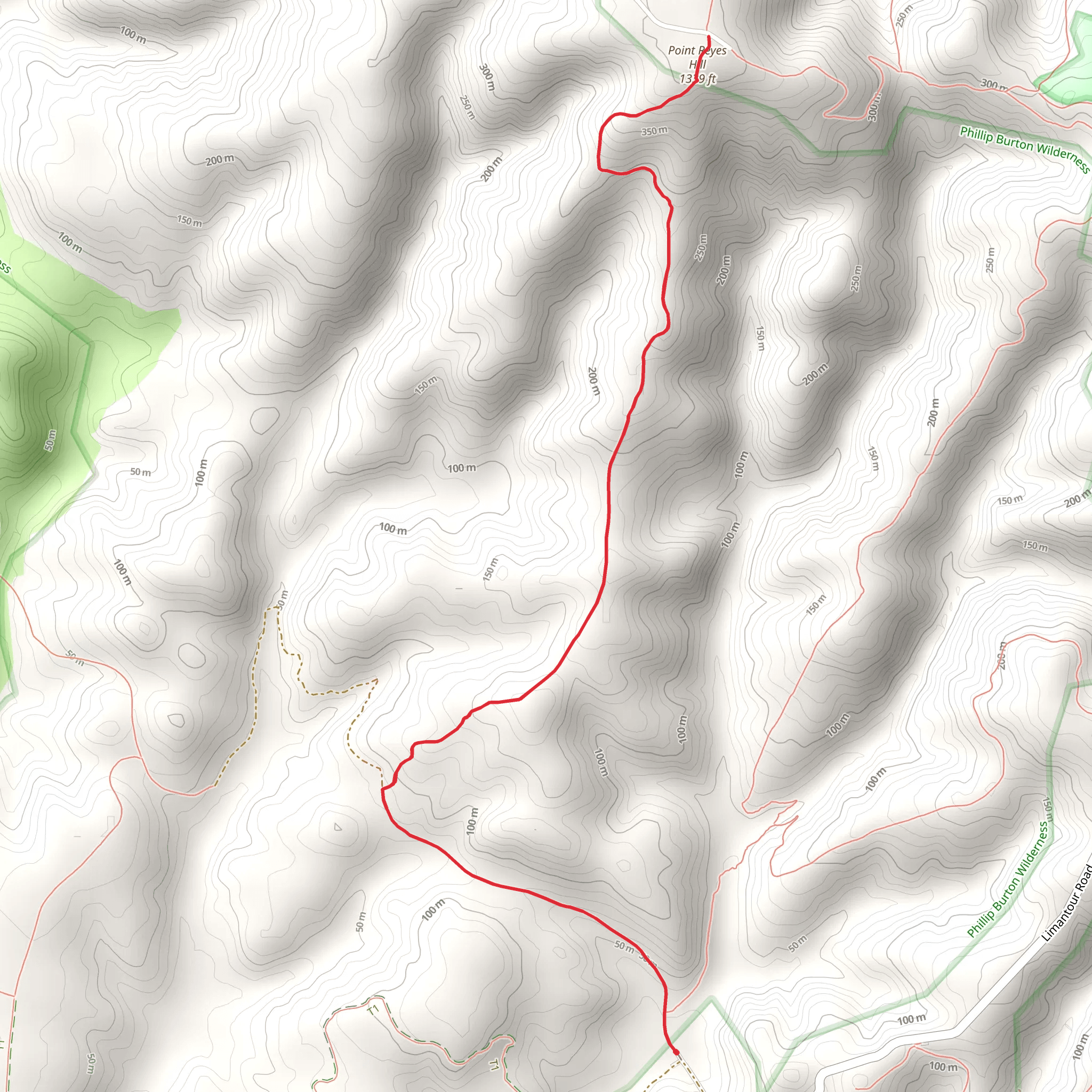 Bucklin Trail to Point Reyes Hill mobile static map