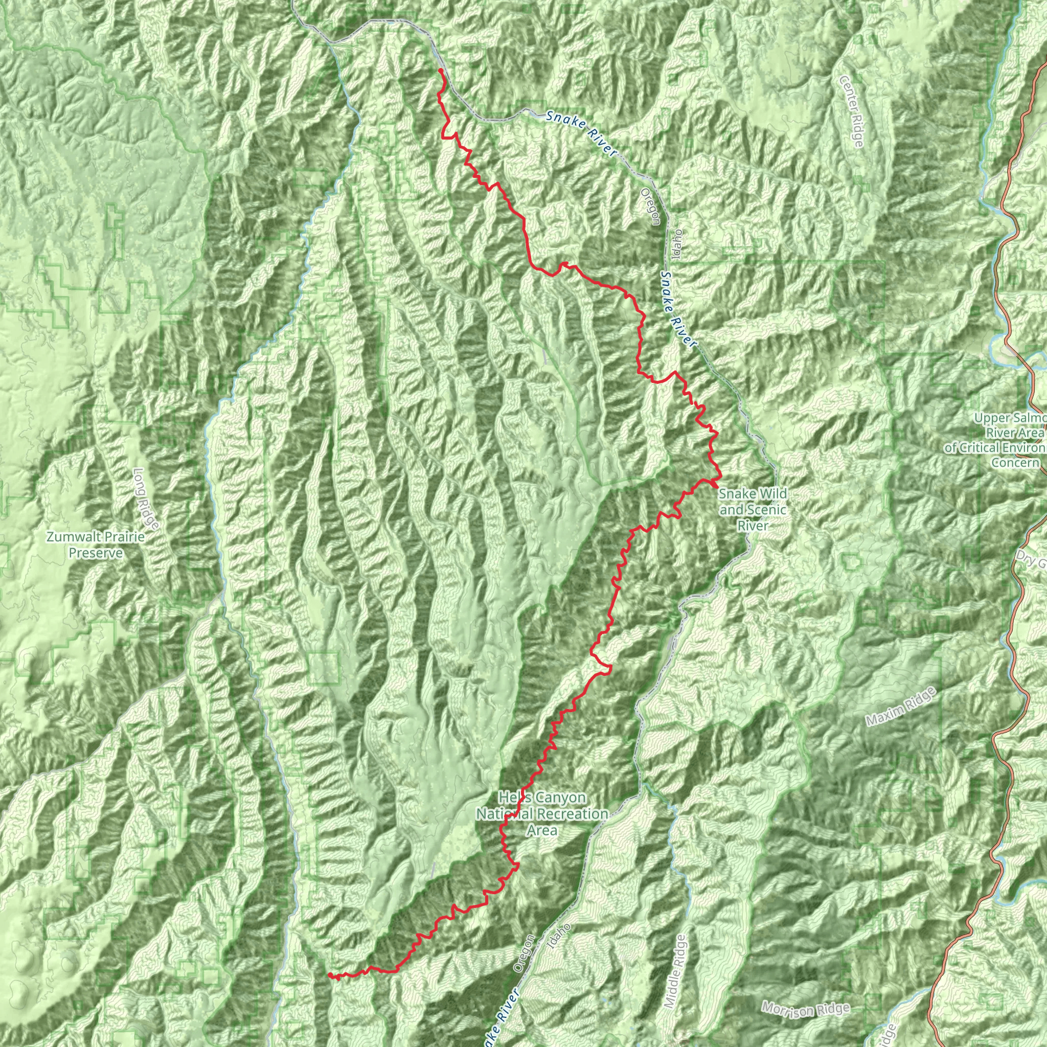 Hells Canyon Bench High Trail mobile static map