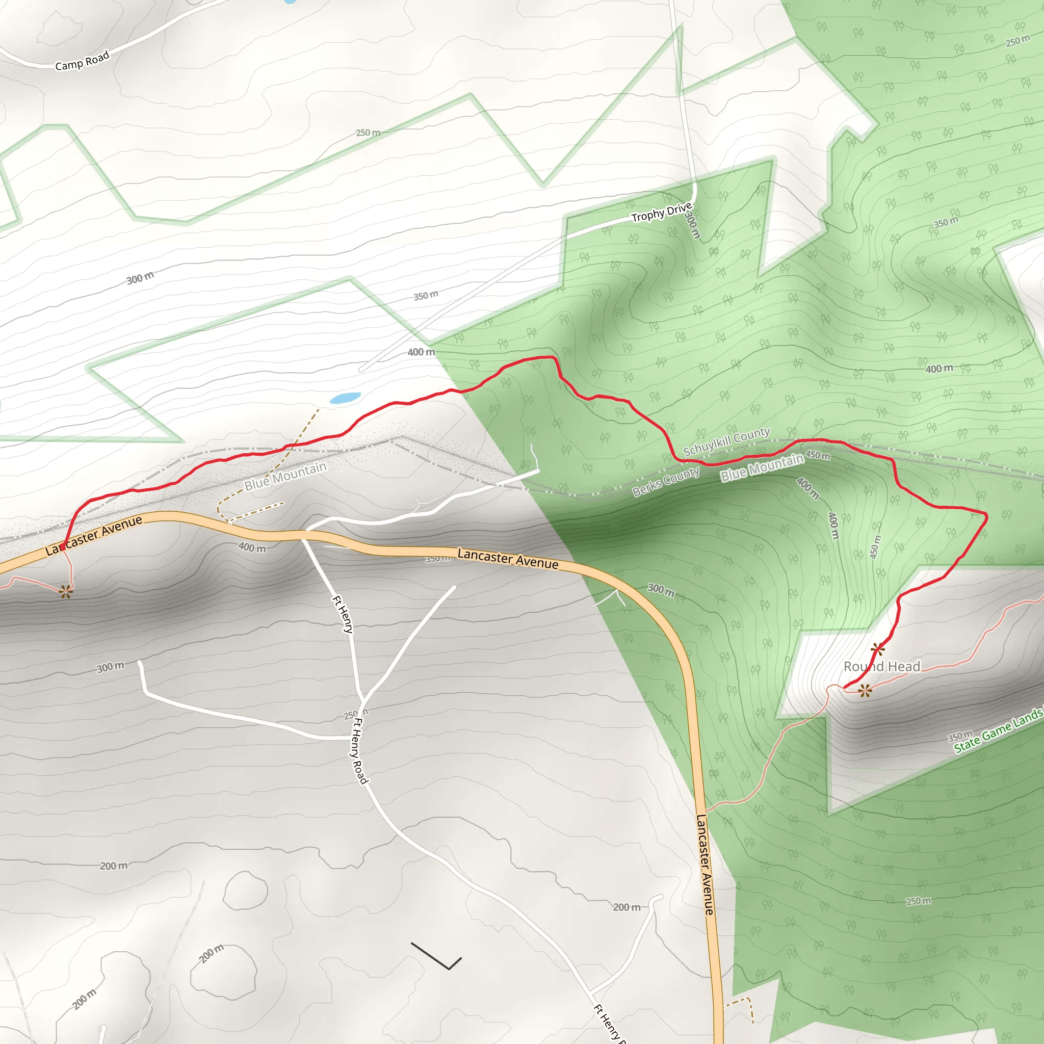 Round Head via Appalachian Trail mobile static map