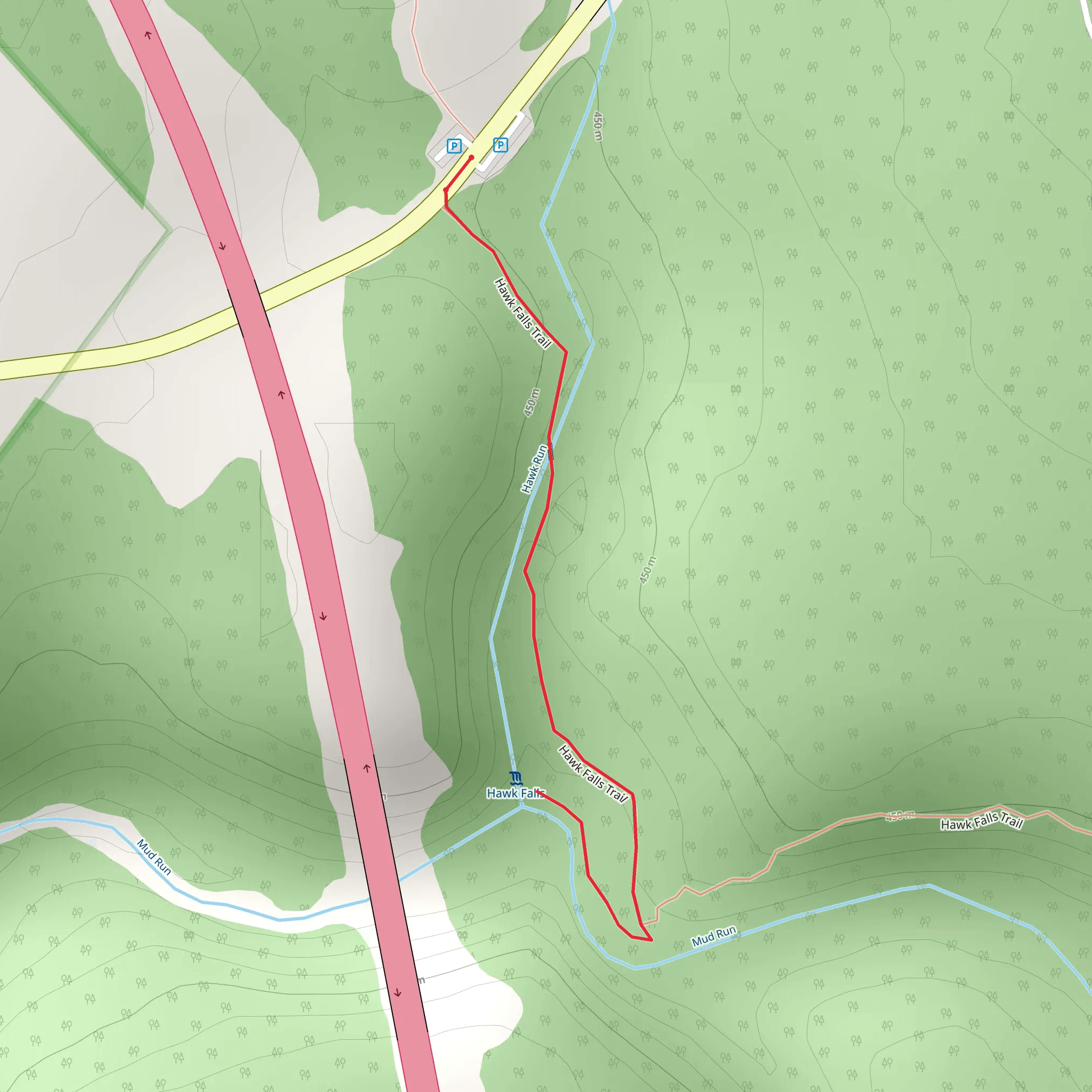Hawk Falls Trail mobile static map