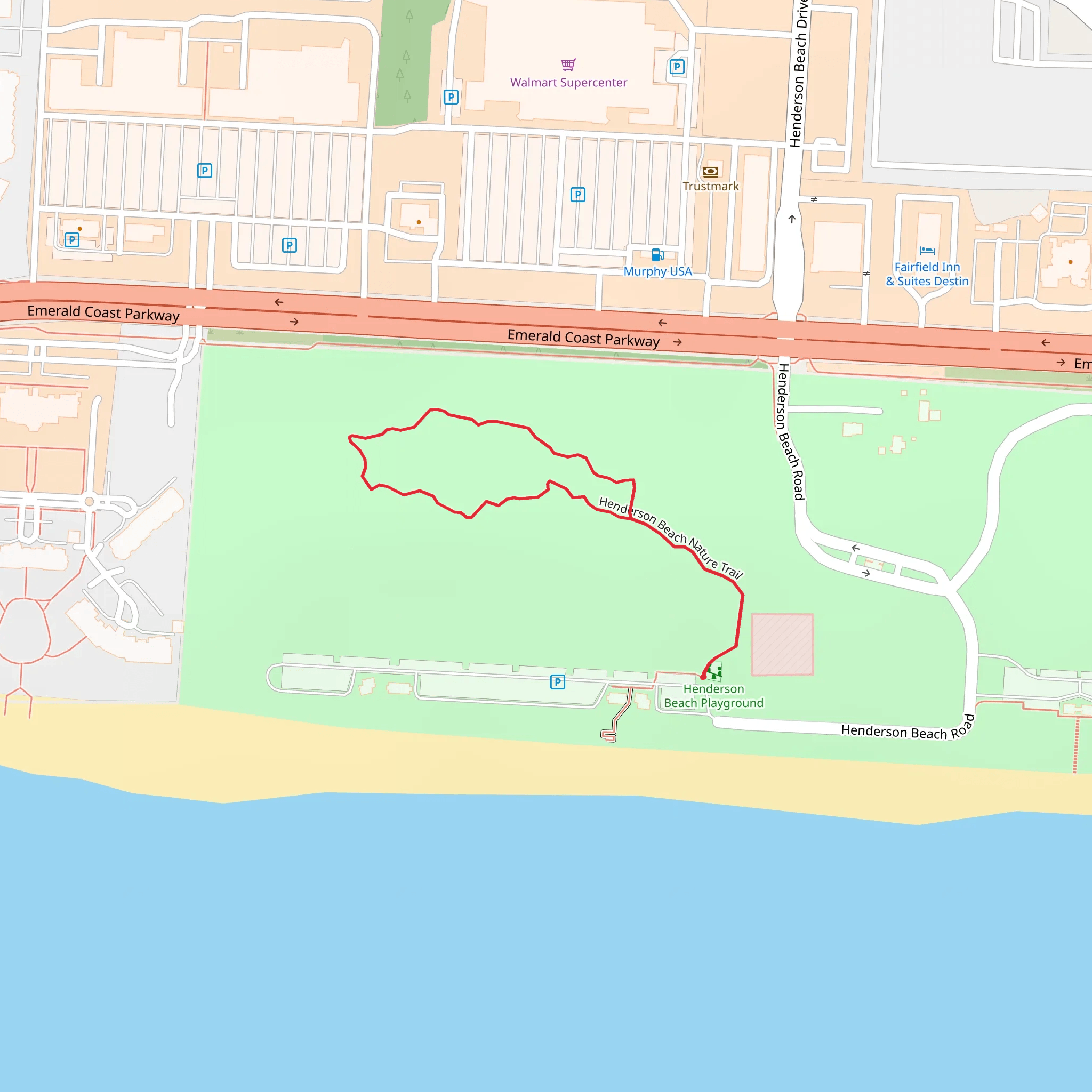 Henderson Beach Nature Loop Trail mobile static map