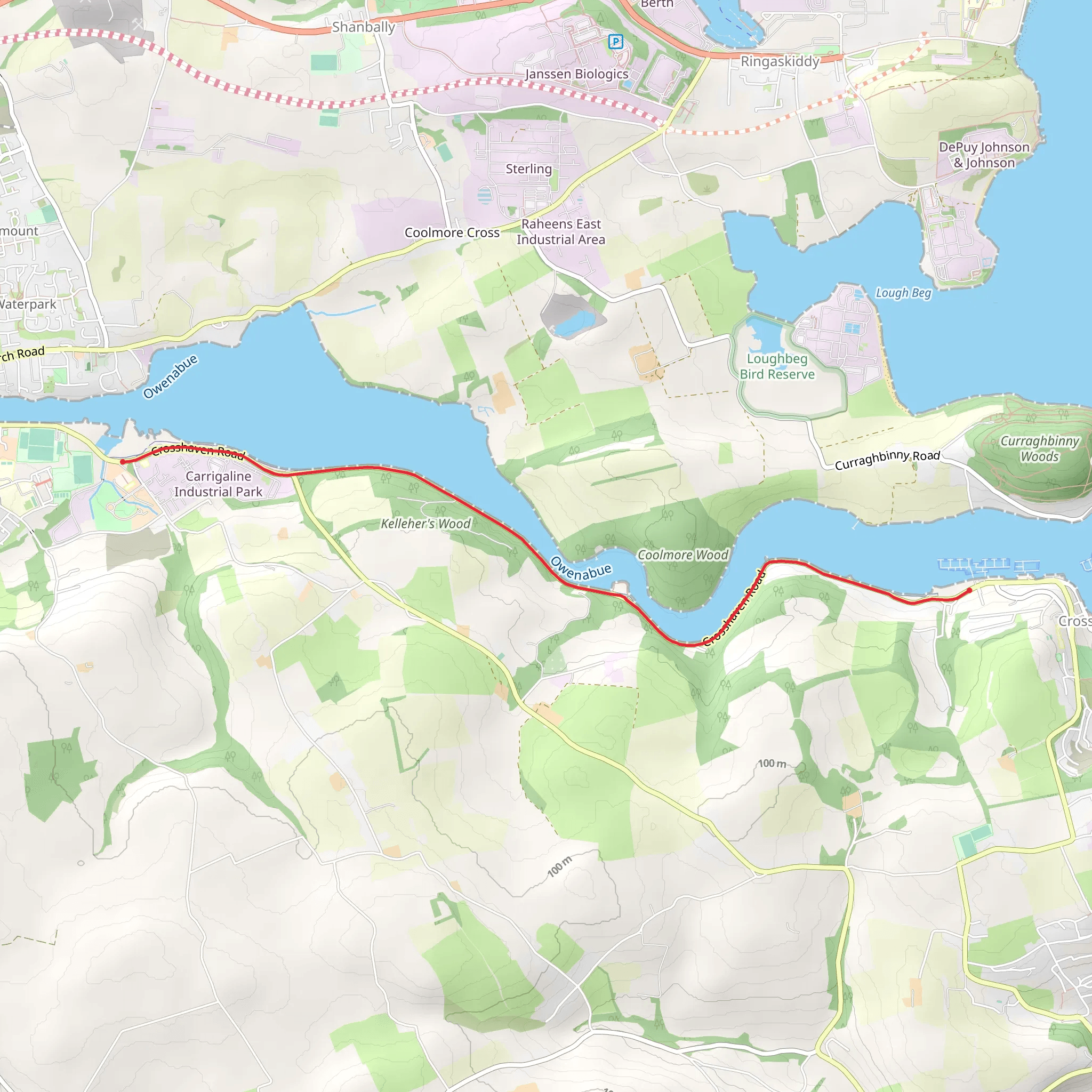 Carrigaline to Crosshaven Greenway mobile static map