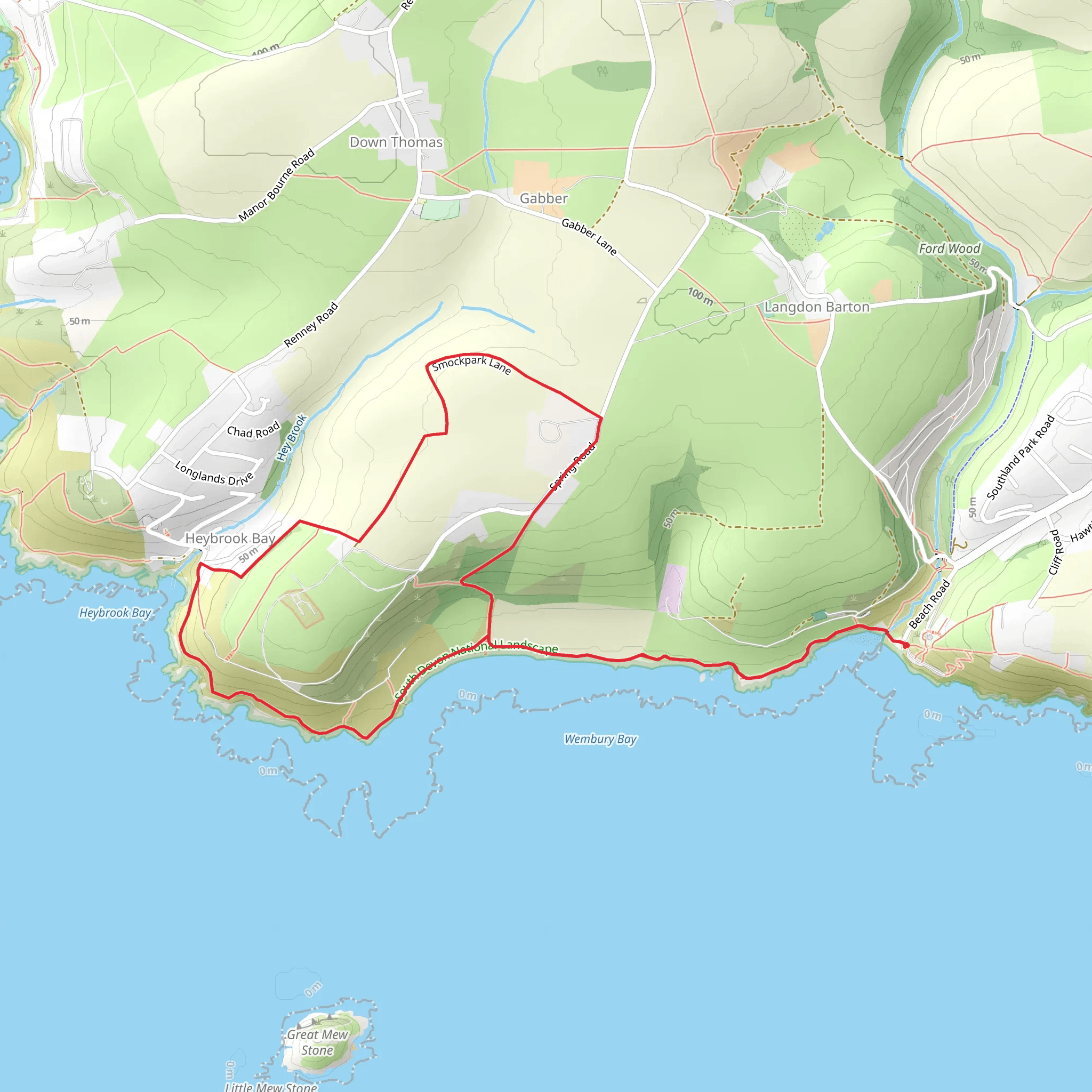 Wembury and Heybrook Bay Walk mobile static map