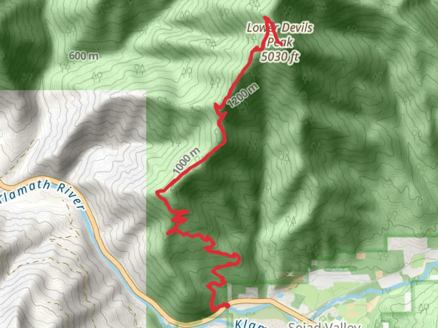 An image depicting the trail Lower Devils Peak via PCT and its surrounding area.