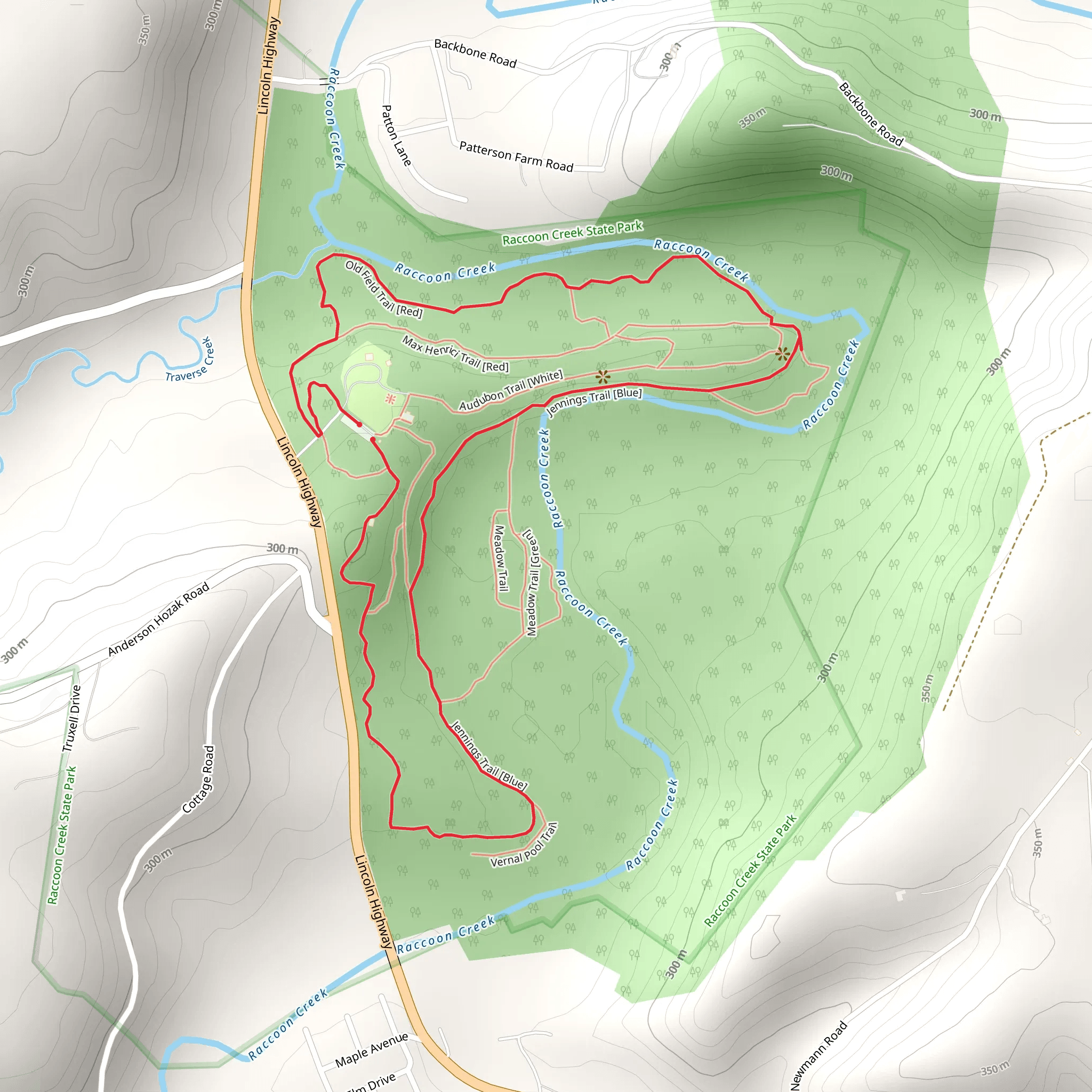 Old Field Trail -Red and Jennings Trail - White Loop mobile static map