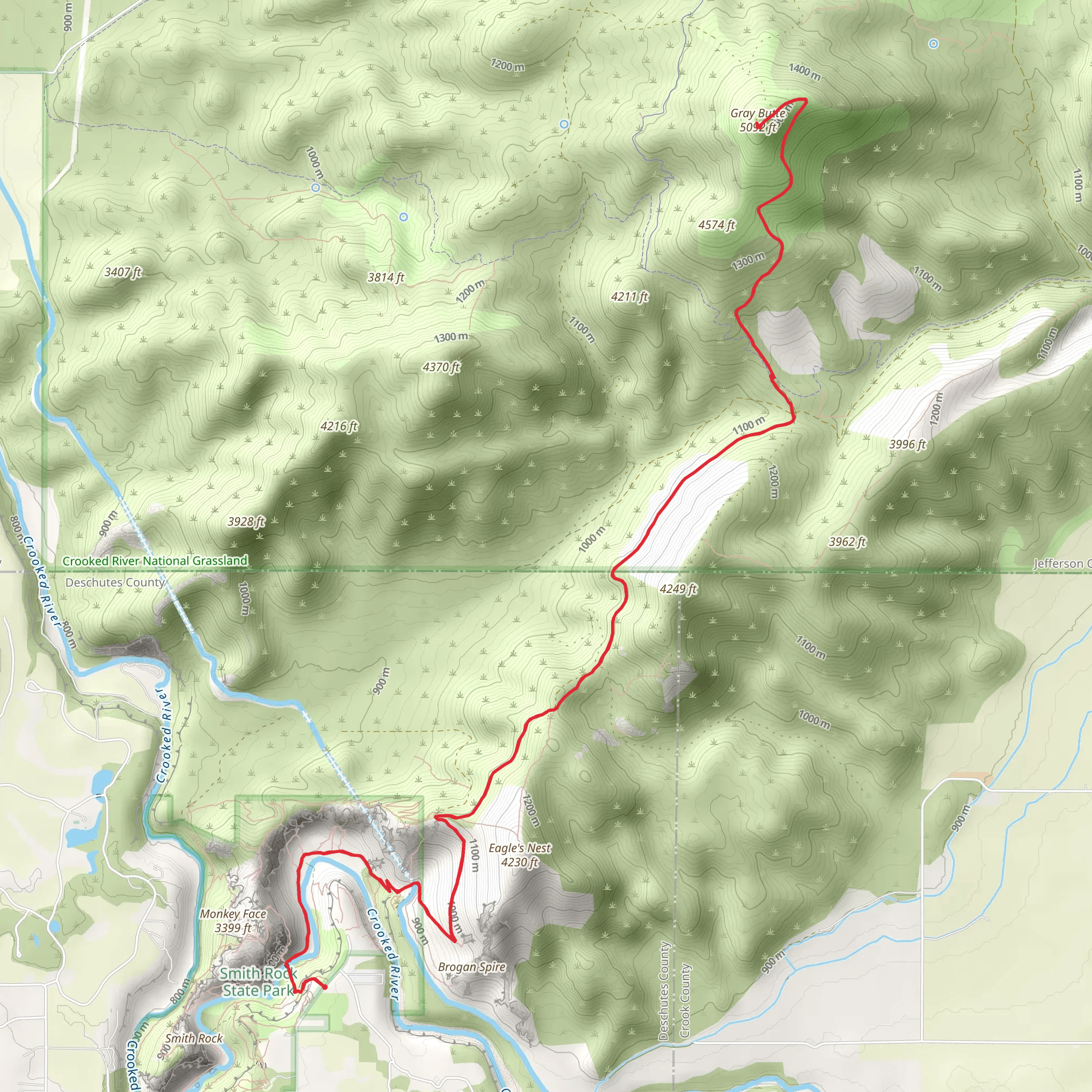 Gray Butte via Wolf Tree Trail mobile static map