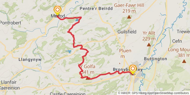 Glyndŵr's Way stage 12 Map
