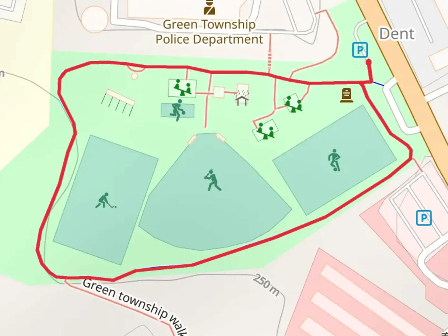 An image depicting the trail Veterans Park Loop and its surrounding area.