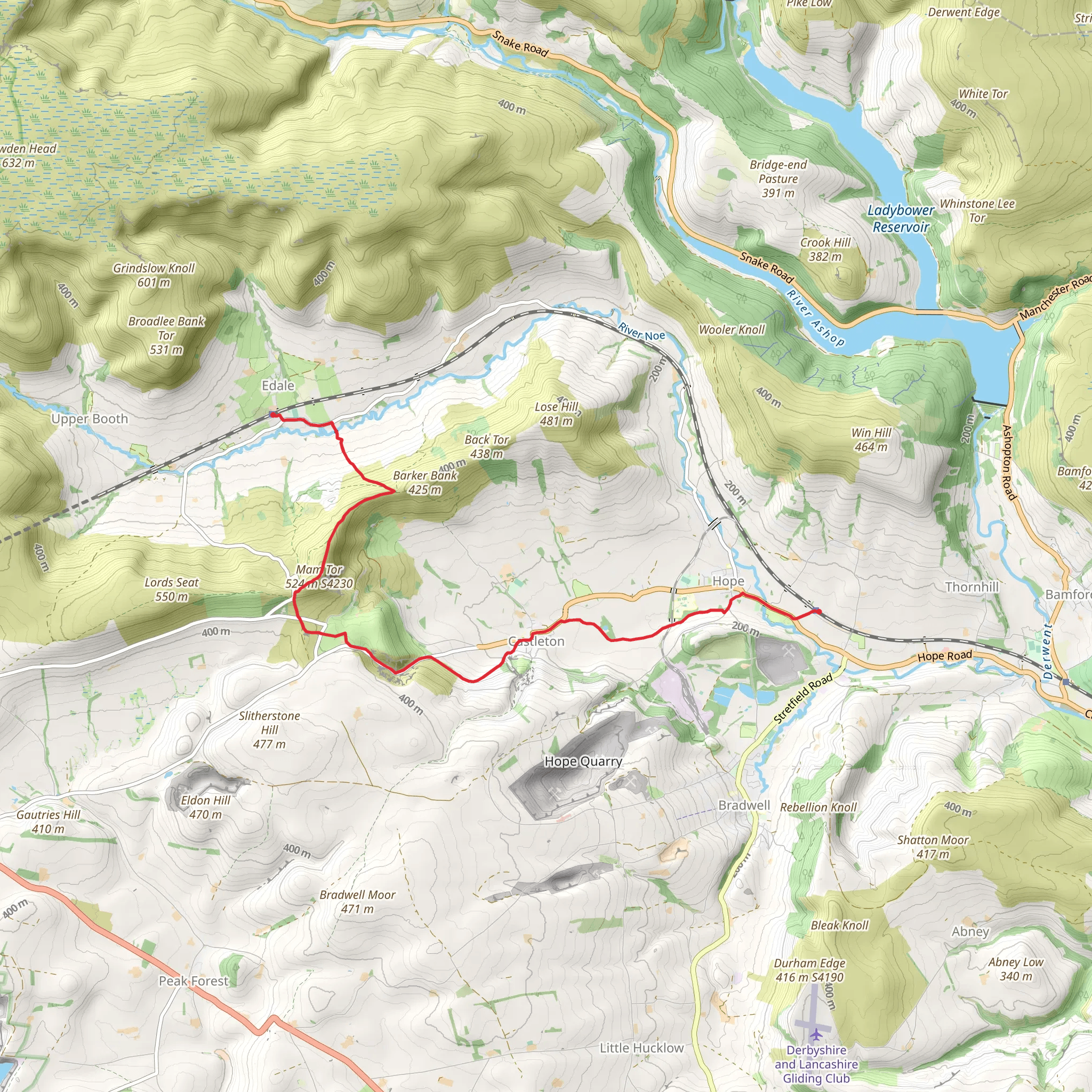 Tom Hyett, Mam Tor Hillfort and Speedwell Cavern Walk mobile static map