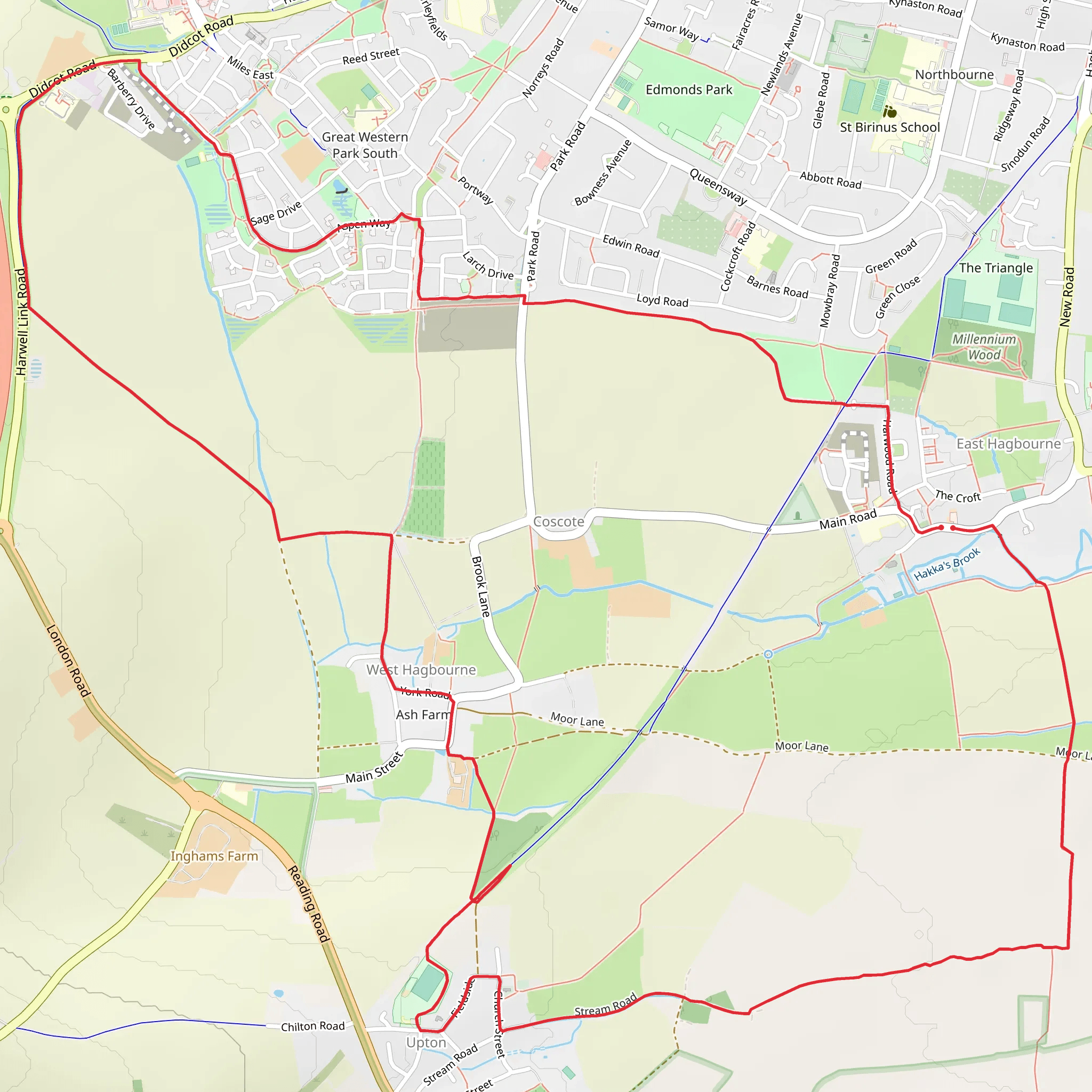 Upton and East Hagbourne Loop mobile static map