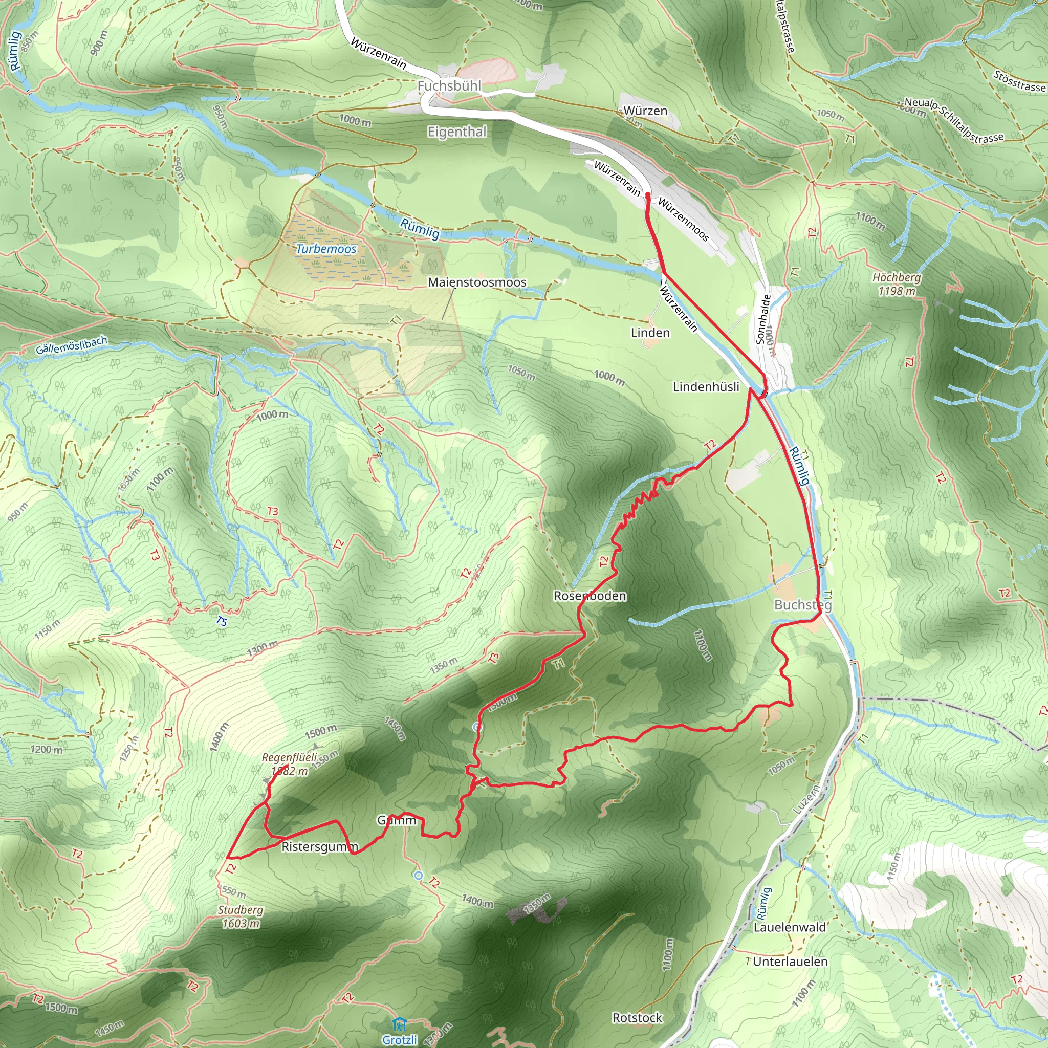 Eigenthal Valley to Regenflüeli mobile static map