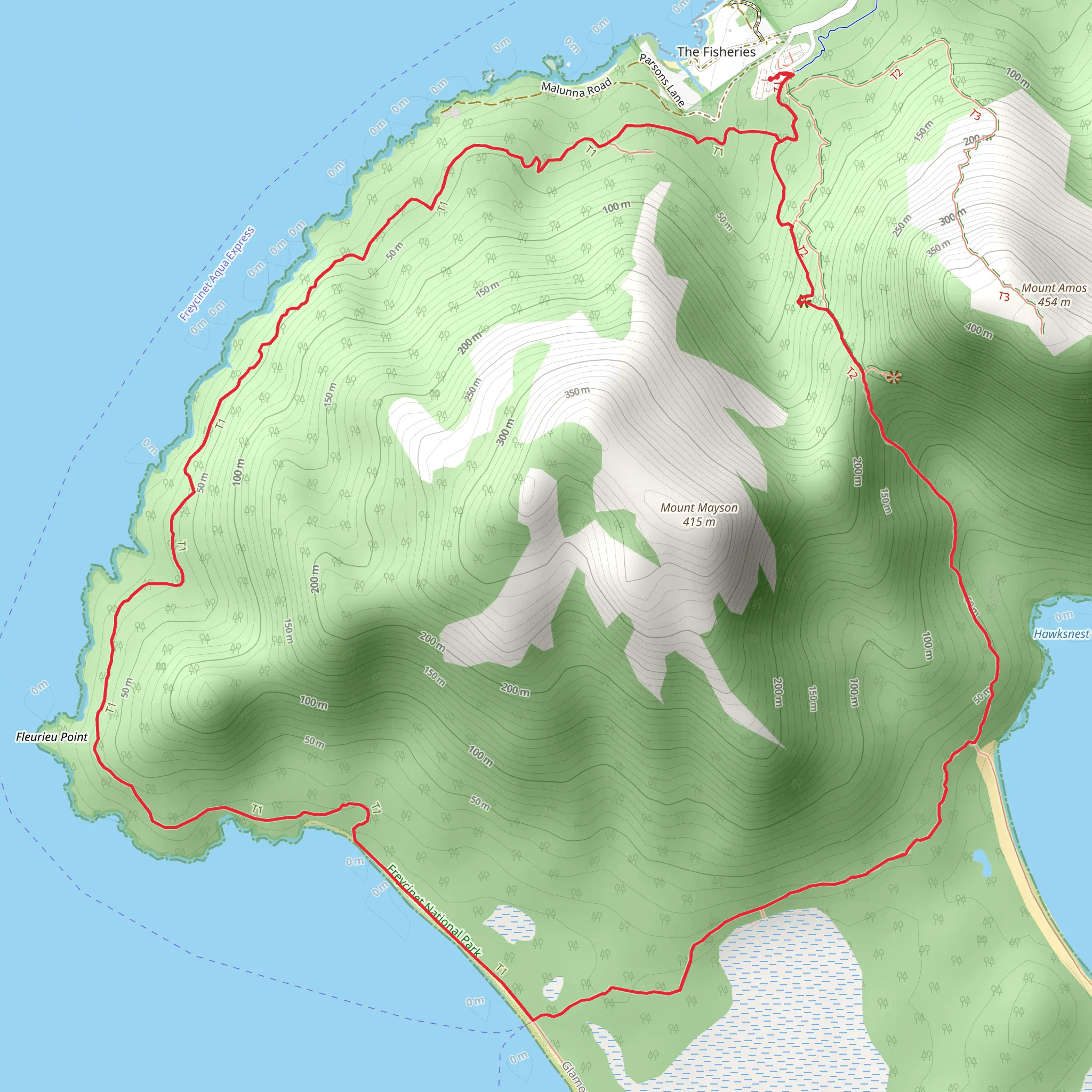 Wineglass Bay and Hazards Beach Circuit mobile static map
