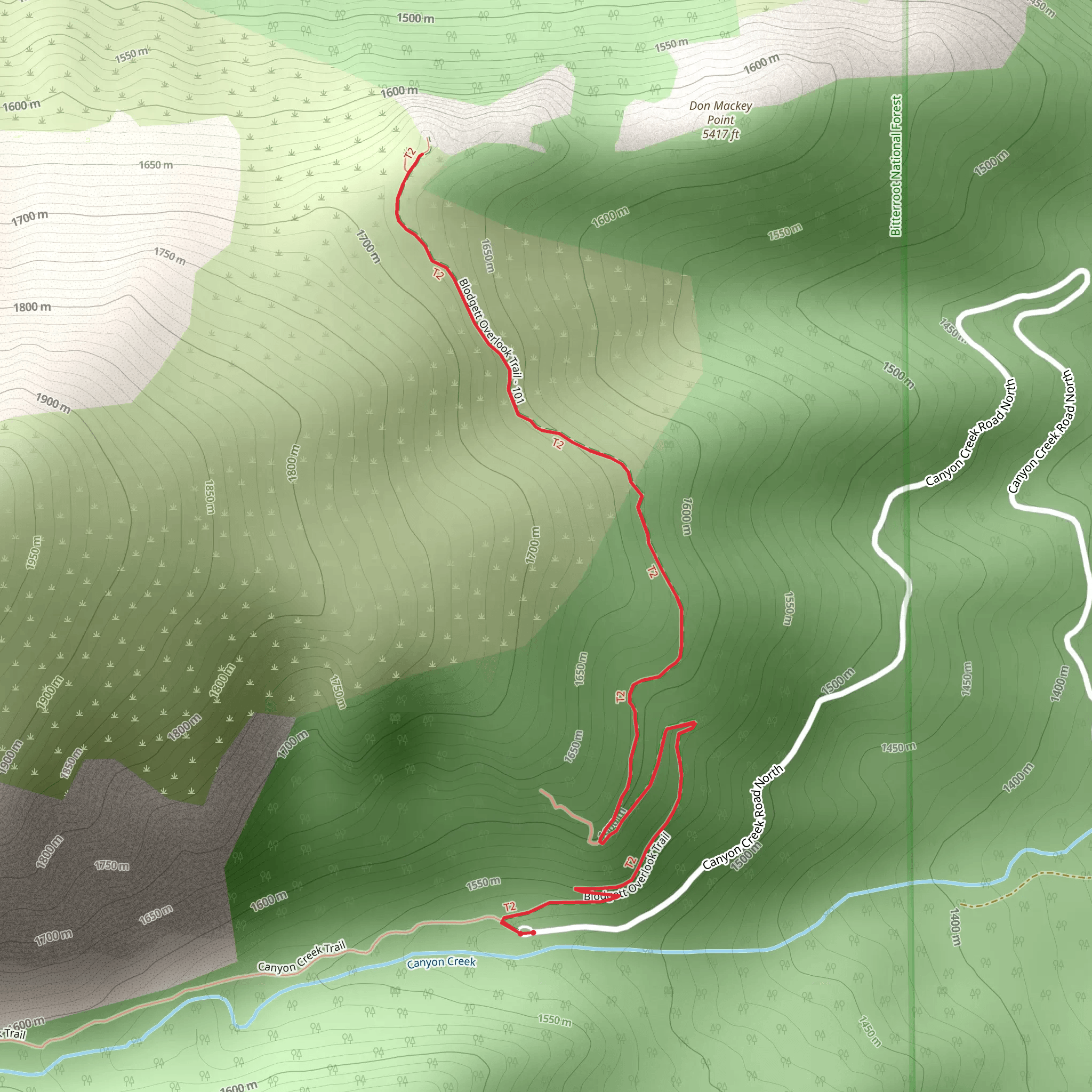 Blodgett Overlook Trail - Canyon Creek Road North mobile static map