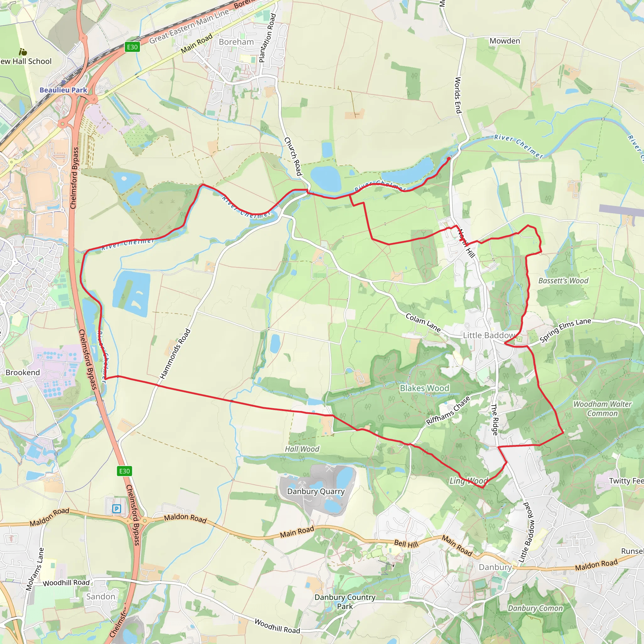 Holybred Wood, Scrub Wood, Ling Wood via Graces Walk mobile static map