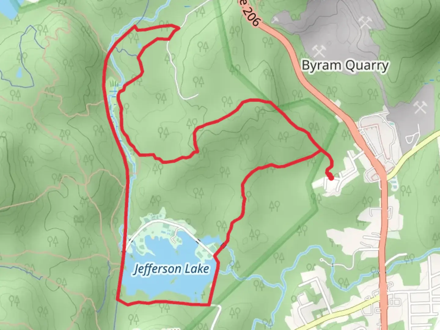 An image depicting the trail Highlands, Sussex Branch and Jefferson Lake Loop Trail and its surrounding area.