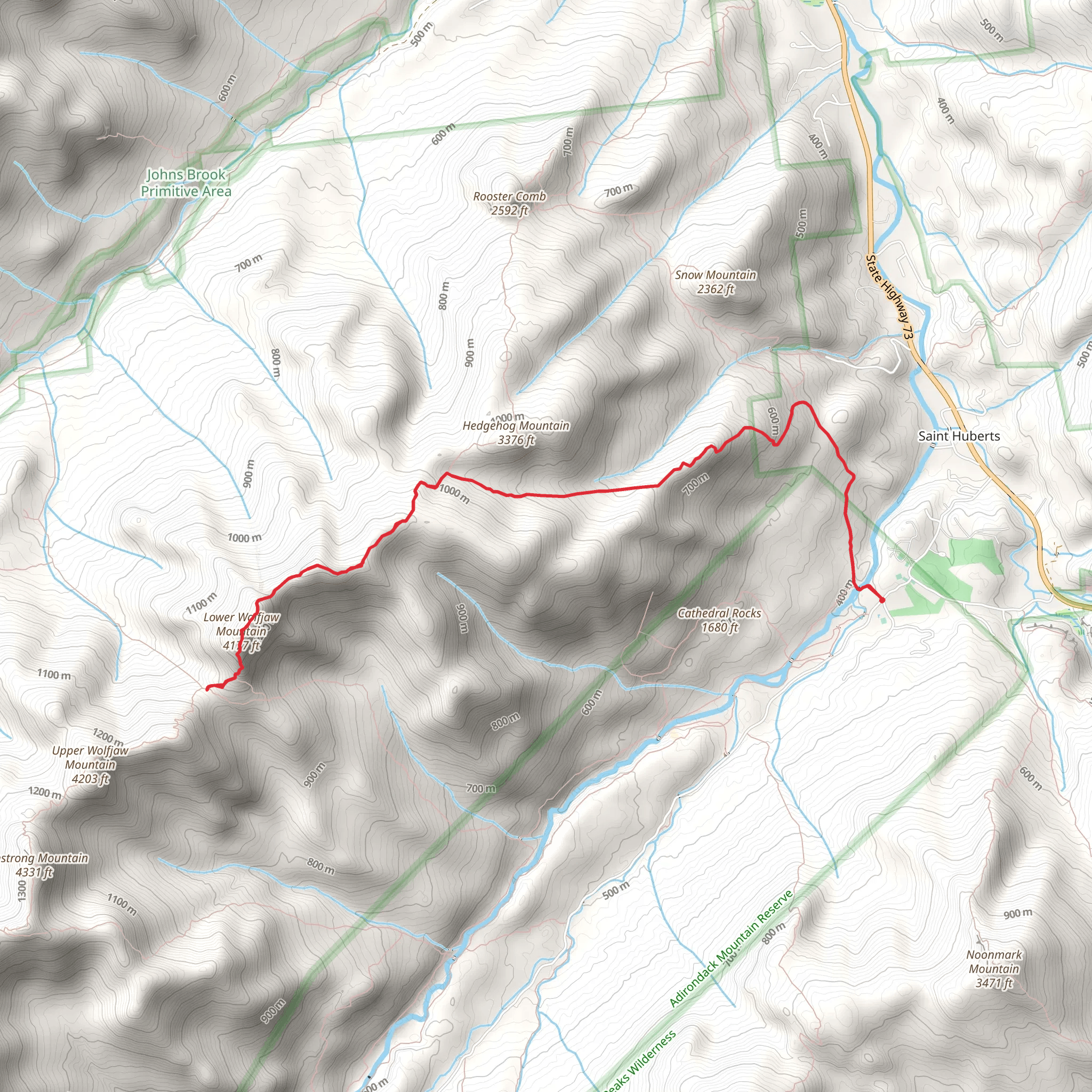 Wolf Jaw Notch via WA White Trail mobile static map