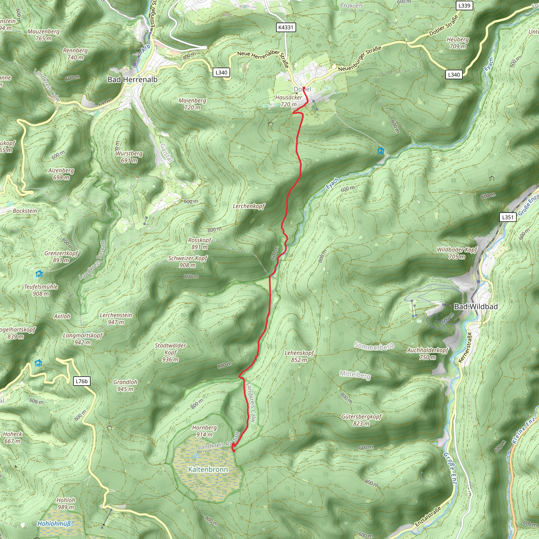 Dobel to NSG Wildseemoor Walk mobile static map