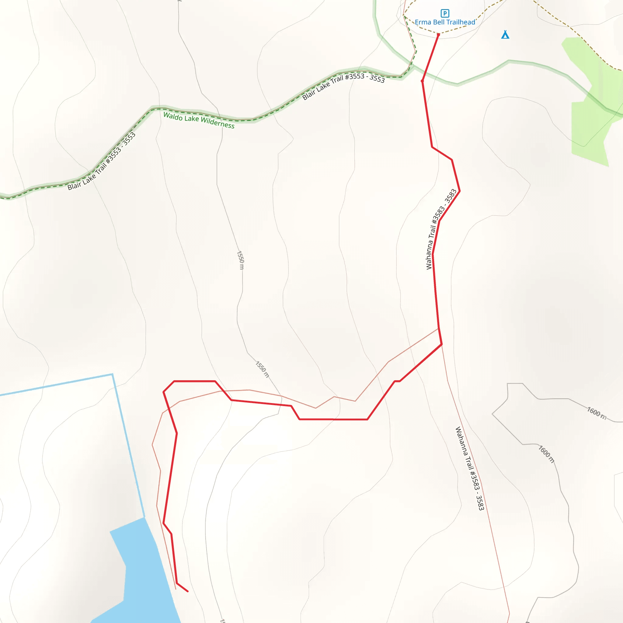 Eastern Brook Lake via Wahanna Trail mobile static map