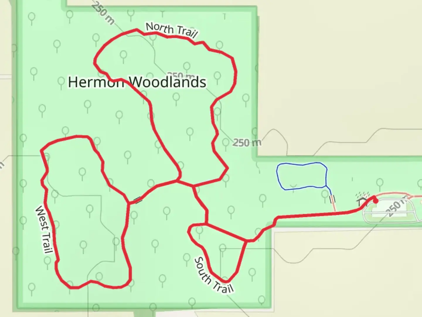 An image depicting the trail North, West and South Loop Trail and its surrounding area.