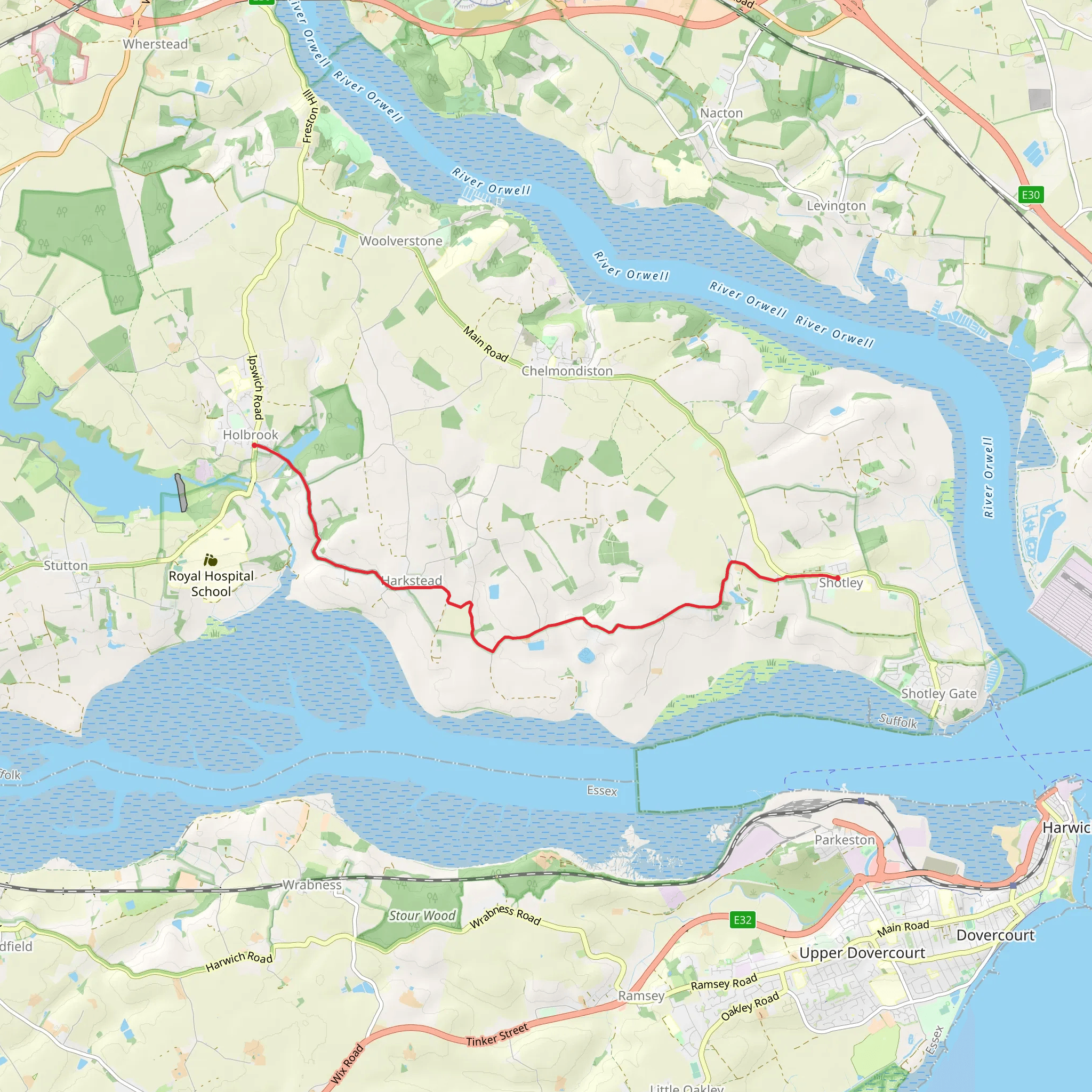 Shotley and Holbrook Walk mobile static map