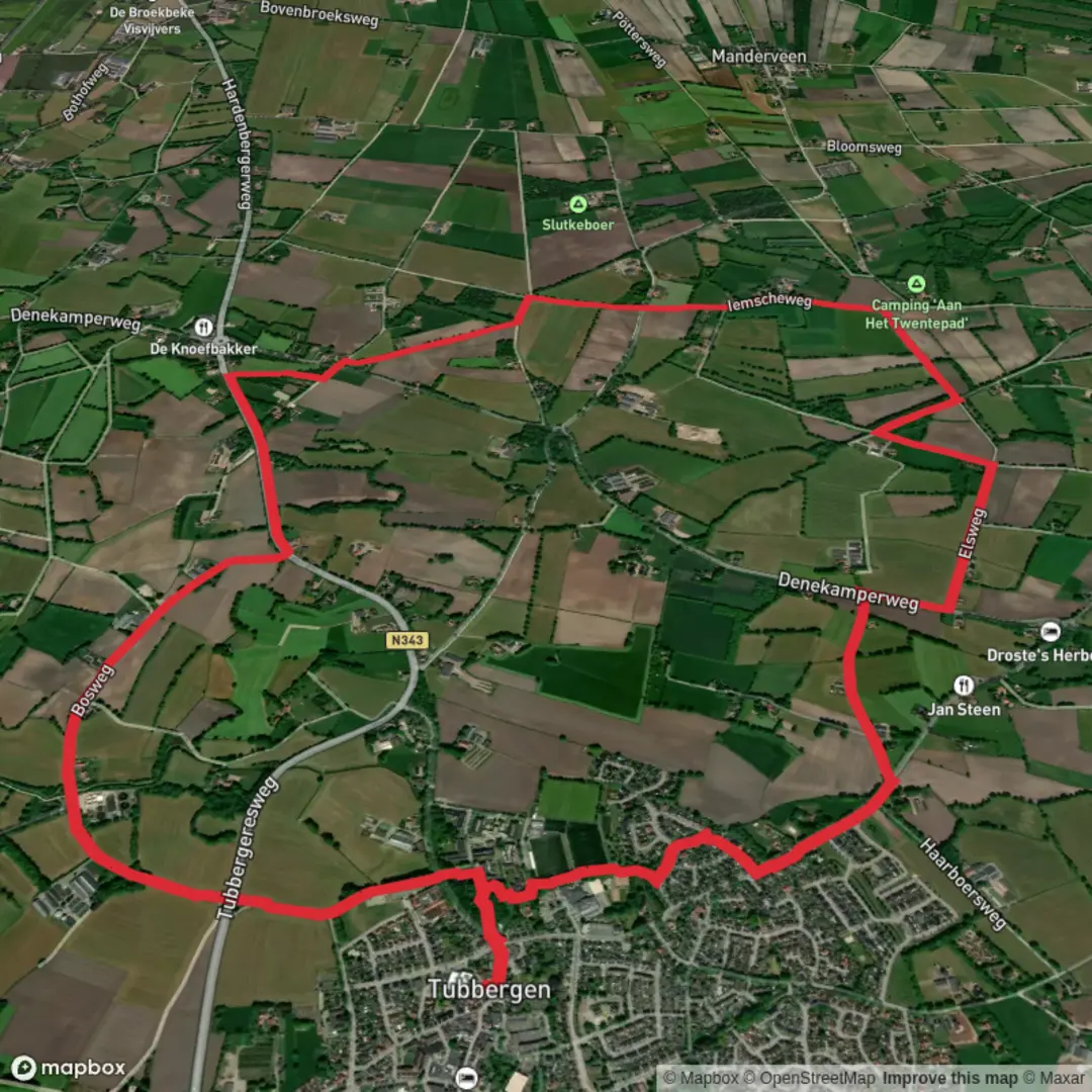 An image depicting the trail Tubberger via Lemsche Weg and Possen Weg and its surrounding area.